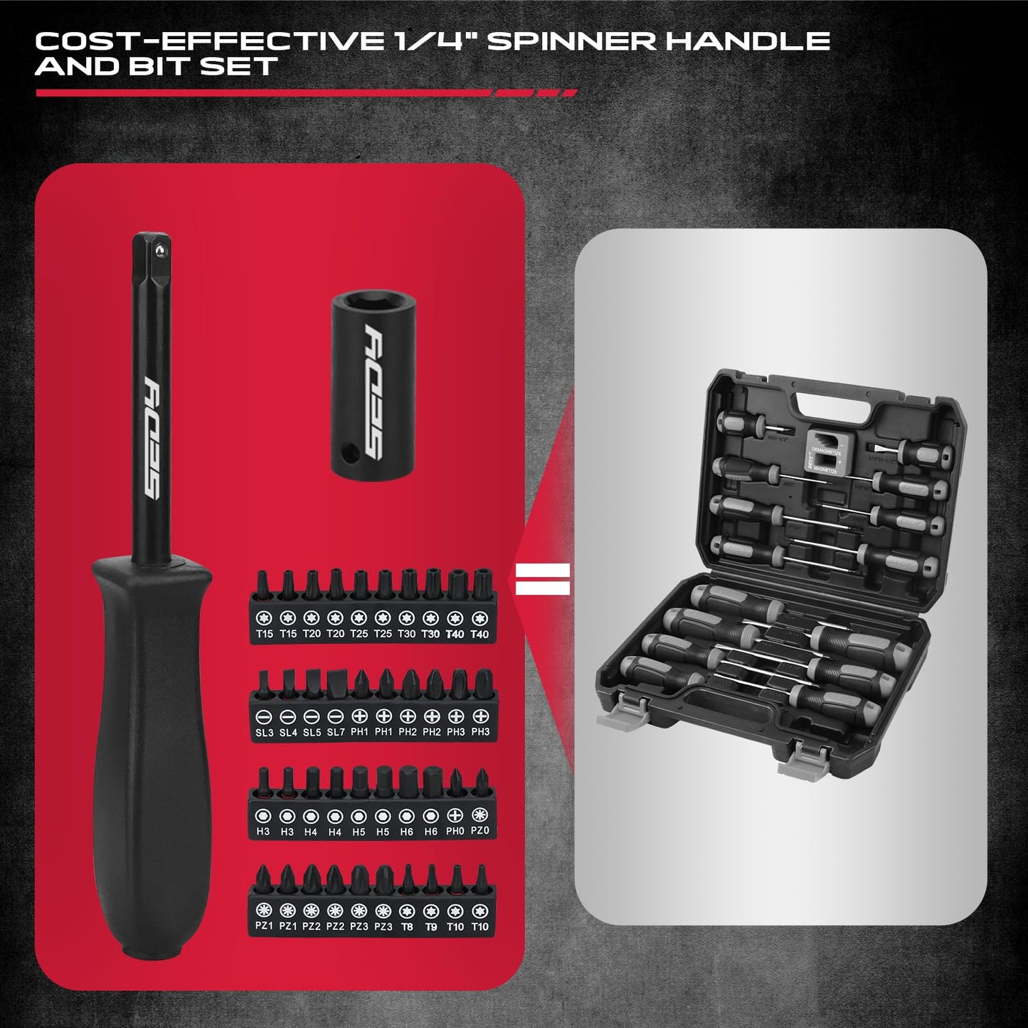 105-Piece 1/4" Drive Impact Socket Set, SAE 5/32"-9/16" & Metric 4-15mm, CR-V Steel Mechanics Tool Set with Ratchet Wrench, Adapters, Universal Joint, Screwdriver Bits, Bit Holder, Extension Bar