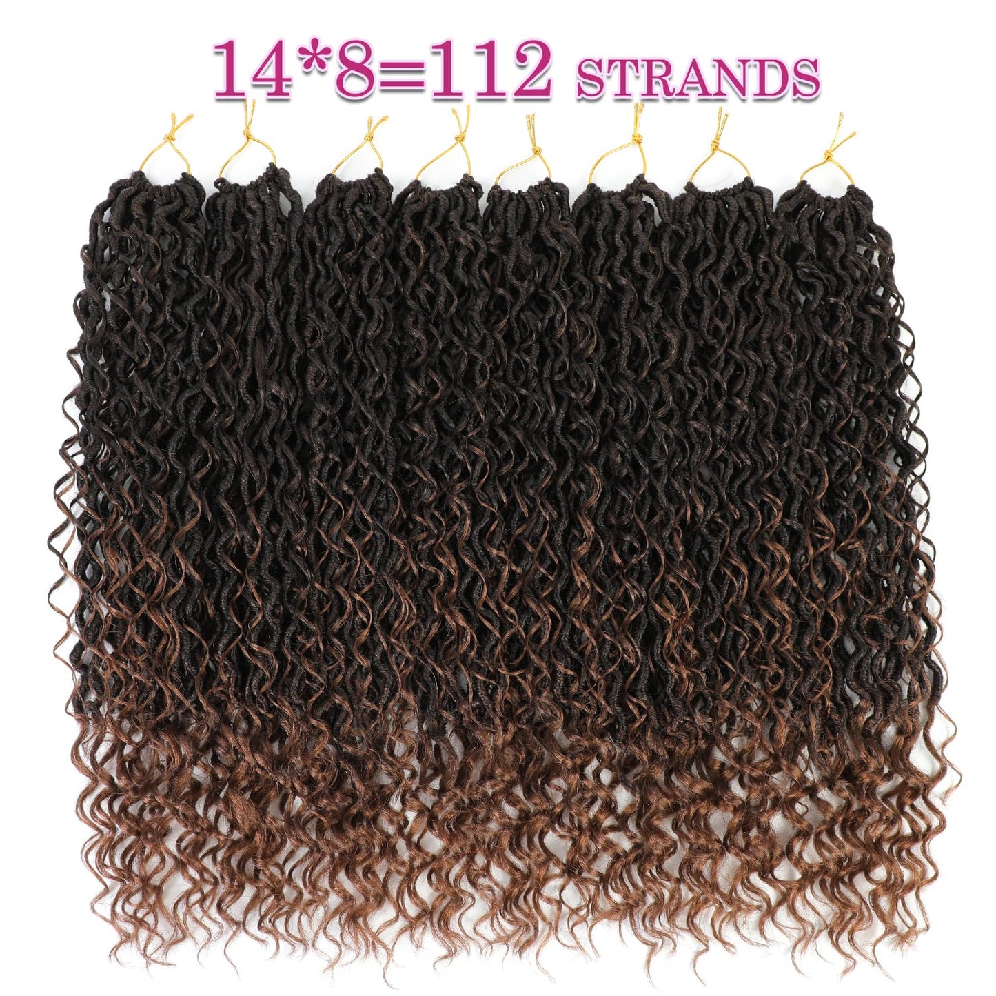 8 Packs Goddess Faux Locs Crochet Hair for Black Women, Goddess Locs Crochet Hair, Boho Style Locs, River Locs Crochet Hair with Curly Ends (18Inch, T30#, 8Packs)