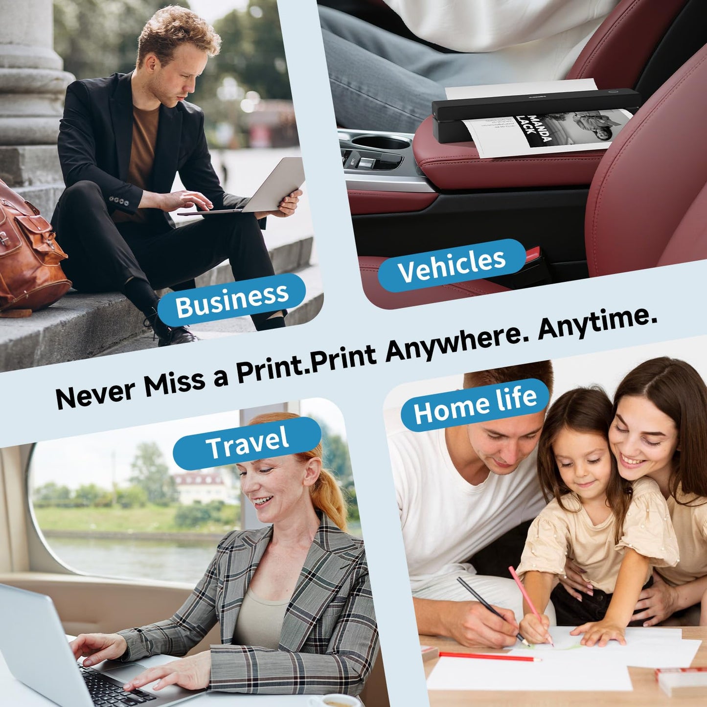 HPRT MT620 Portable Printer Wireless for Travel, Inkless Thermal Printer for iOS/Andorid/Laptop, Supports Thermal Paper & Labels,Supports 8.5"x 11"US Letter & A4, A5 for Office/Home/School/Vehicles