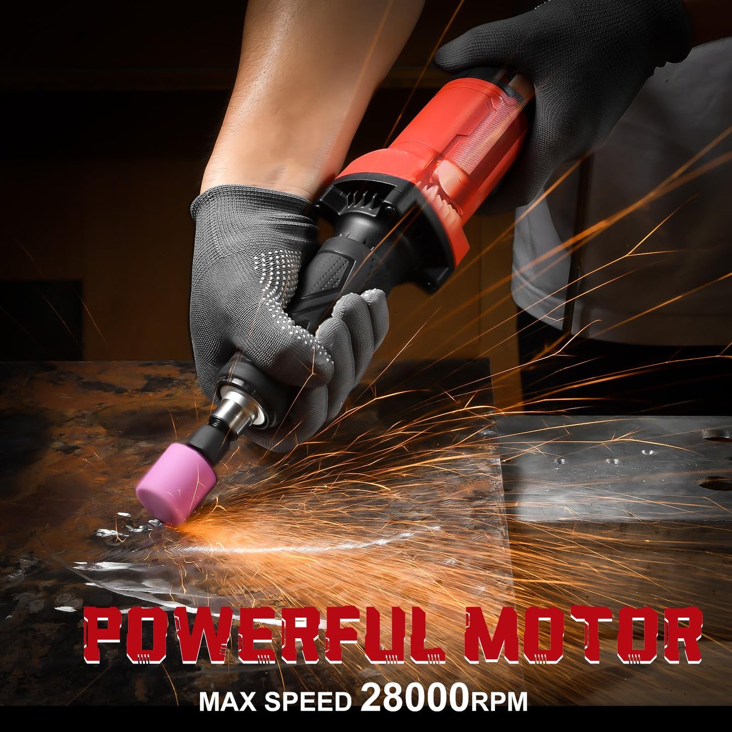 AOBEN Electric Die Grinder 1/4" Collet, 28000 RPM Power Straight Grinder Tool, Heavy Duty Metal Grinding, Polishing, Deburring & Welding Repair, Ergonomic Grip