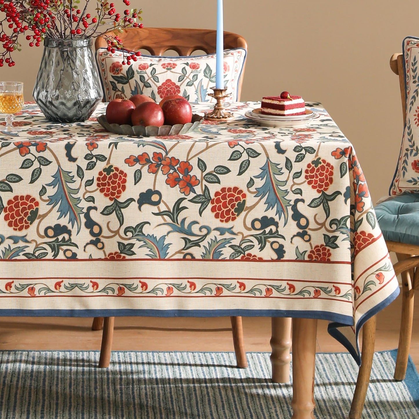 patdrea French Linen Pattern Tablecloth Soft Durable Floral Table Cloth Designer Kitchen Dining Tablecloth for Rectangular Tables for Parties Christmas 55"x 79"