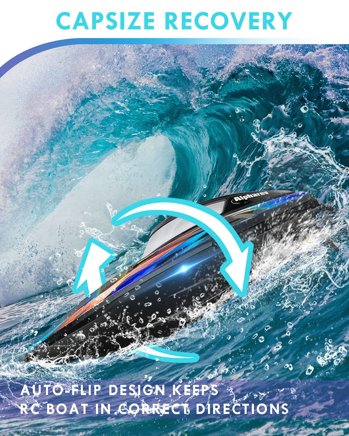 ALPHAREV RC Boat with Case R308MINI 2 Packs 20+ MPH Remote Control Boat for Pools and Lakes, 2.4 GHZ RC Boats for Adults and Kids