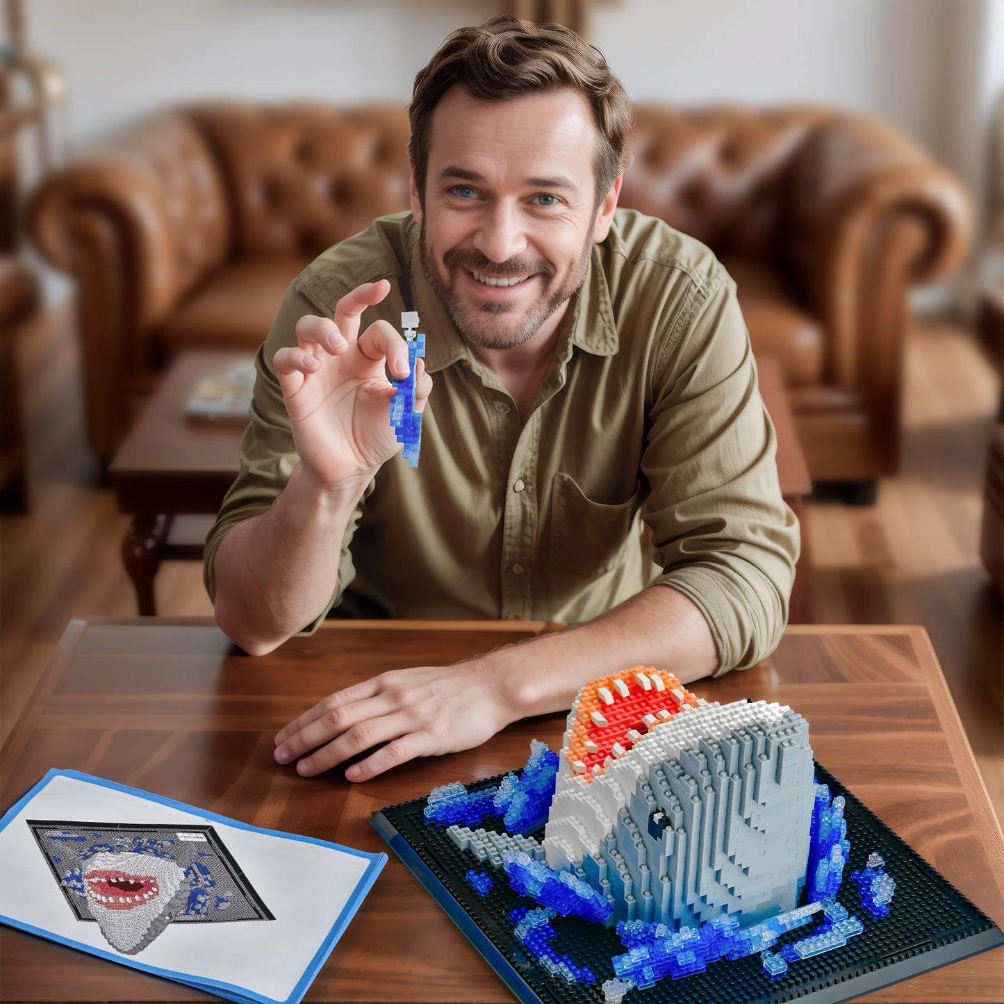 BNG Shark Wall Art Building Blocks for Adult,Animals Model Kit for Wall Decor or Table Display,Creative Toy Gift for Teens 14+,Not Compatible with (2166 PCS)