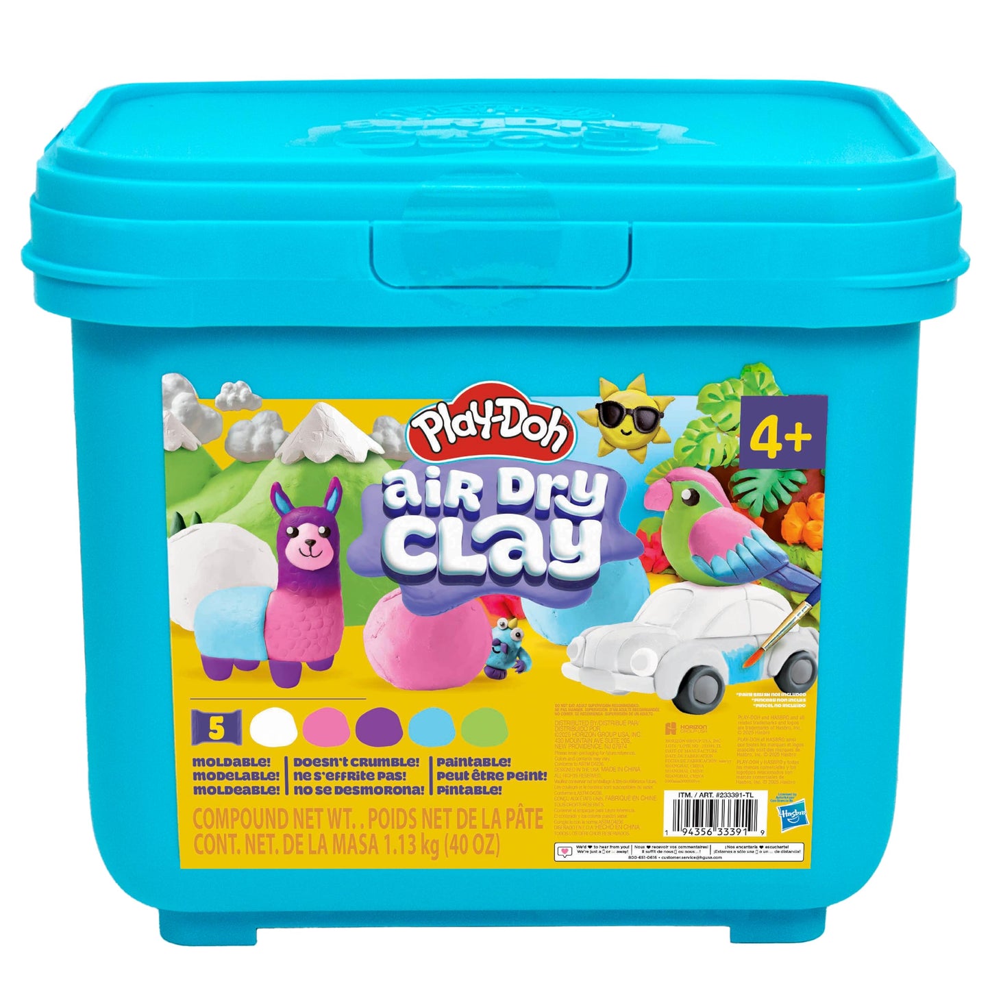 Play-Doh Brand Multicolor Air Dry Clay Bucket, 40 oz, 5, Paintable Clay Lightweight & Crumble-Free Sculpting Clay, Arts and Crafts Supplies, Kids Craft Materials