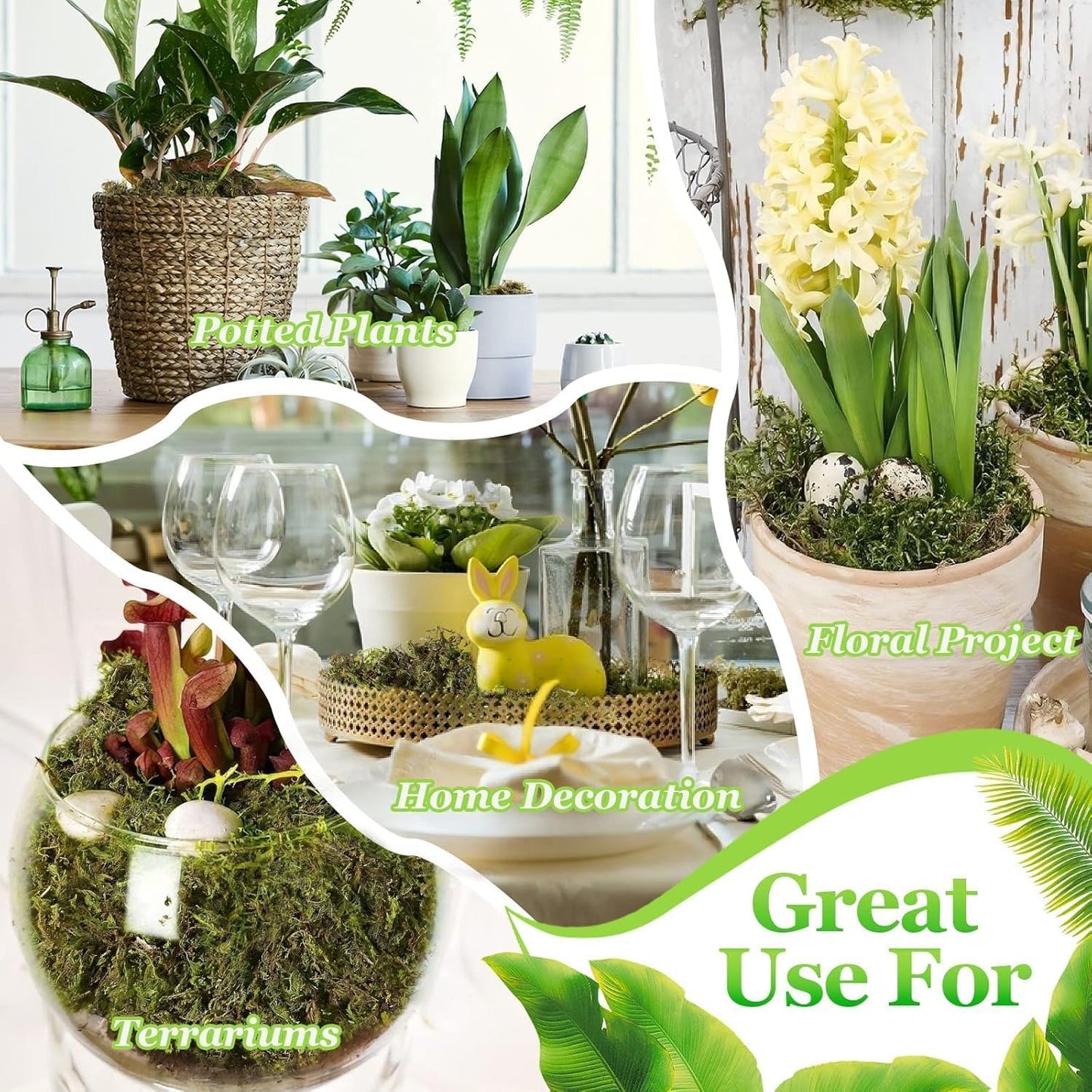 Riare 2.6LBS Artificial Fake Moss for Fake Plants Indoor- Premium Faux Craft Moss for Potted Plant, Fresh Forest Green for Hamsters Micro-Landscape Terrariums Centerpieces Decor