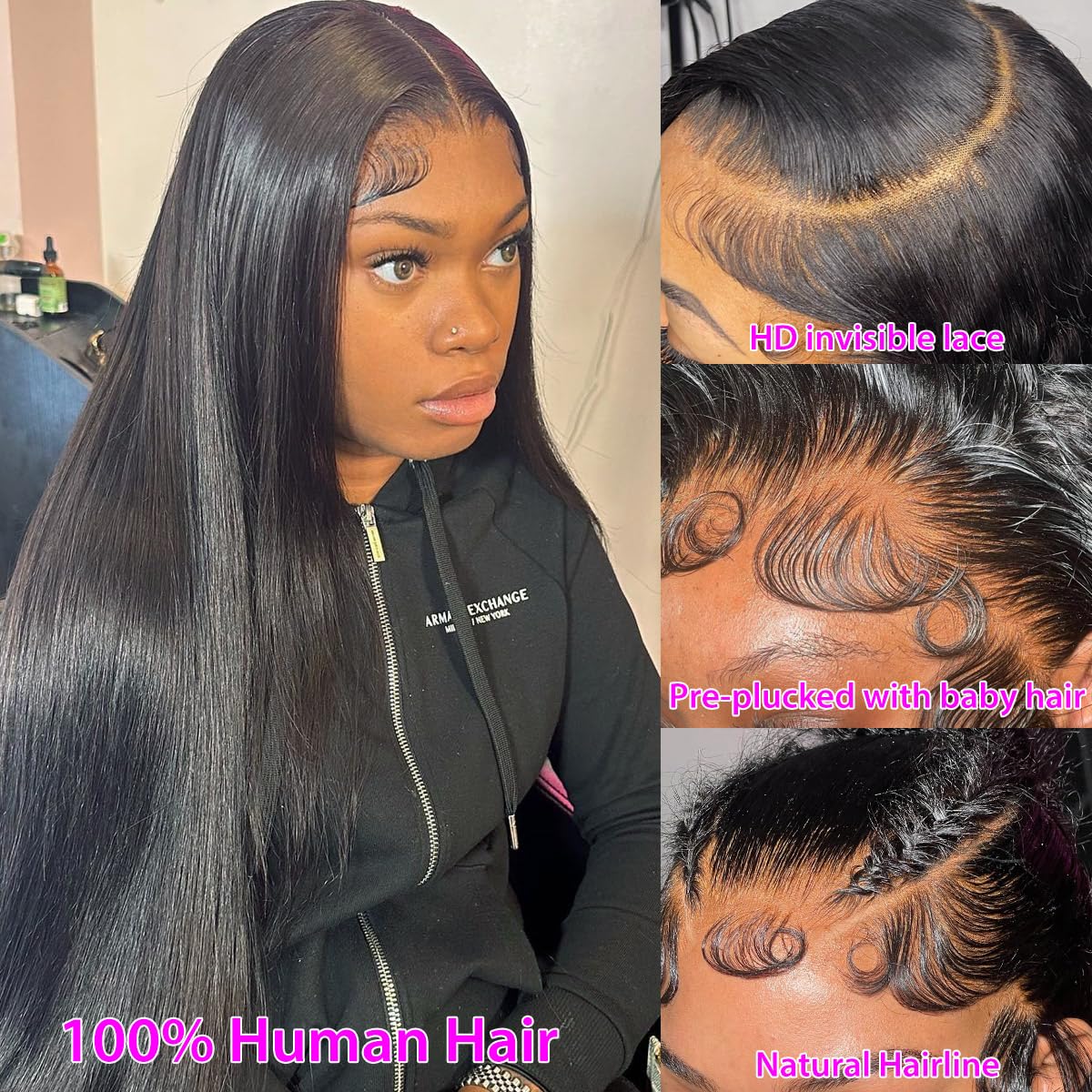 Profairsor 30 Inch Straight HD Lace Front Wigs Human Hair 180% Density Straight Human Hair Wigs for Black Women Glueless Wigs 13x6 Straight Lace Front Wigs Human Hair Pre Plucked HD Lace Frontal Wig