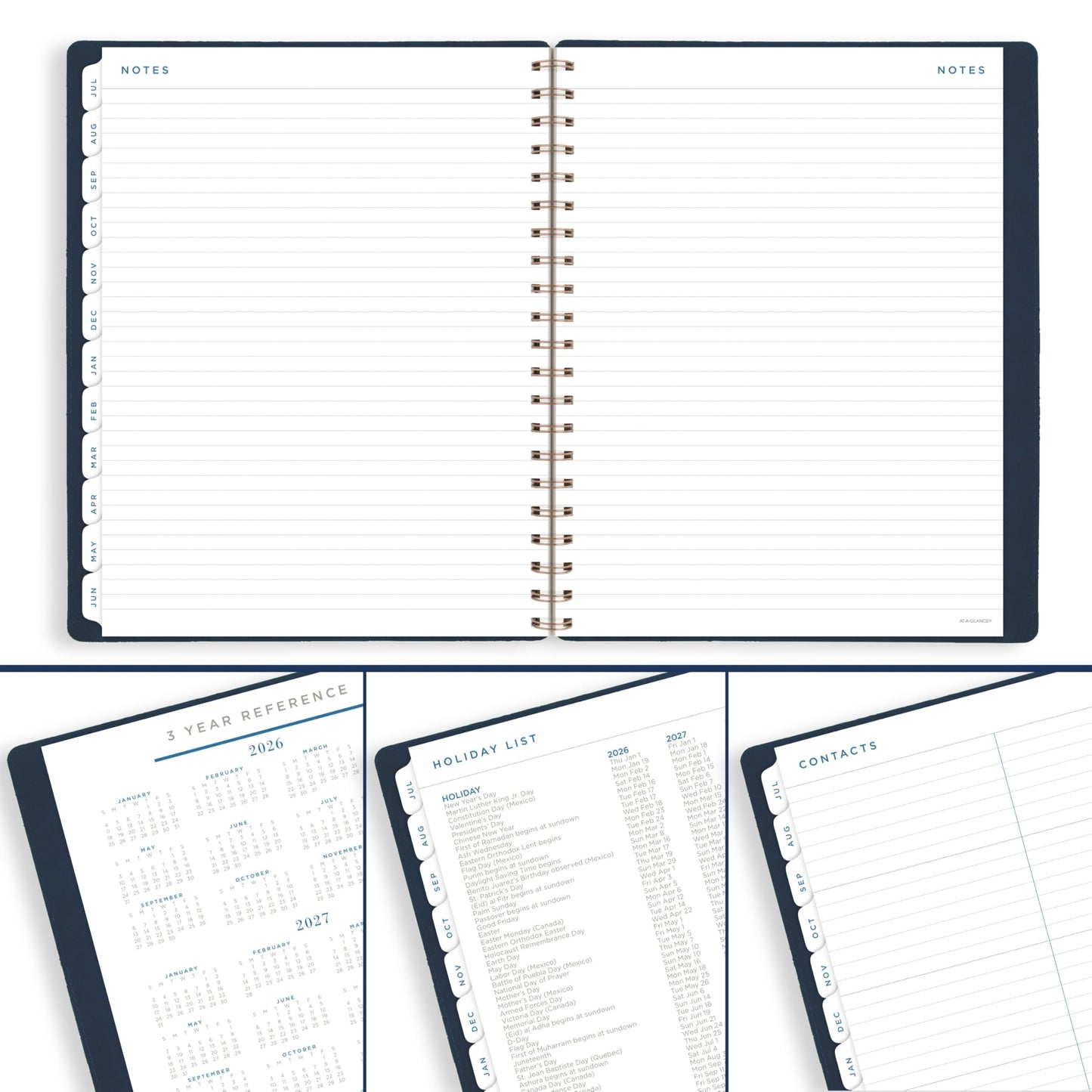 AT-A-GLANCE Planner 2026-2027 Weekly & Monthly Academic 13-Month July-July, 8-1/2" x 11", Signature, Navy (YP905A20)