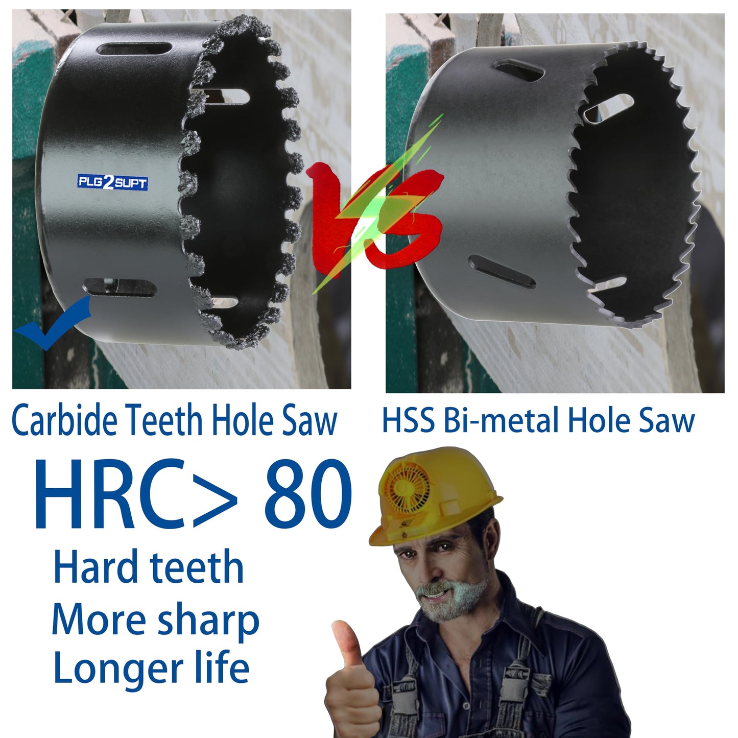 PLG2SUPT 6 inch Carbide Grit Hole Saw Cutter for Hardy Plank Air Brick Stucco Drywall Fiber Cement siding Backer Board Plasterboard