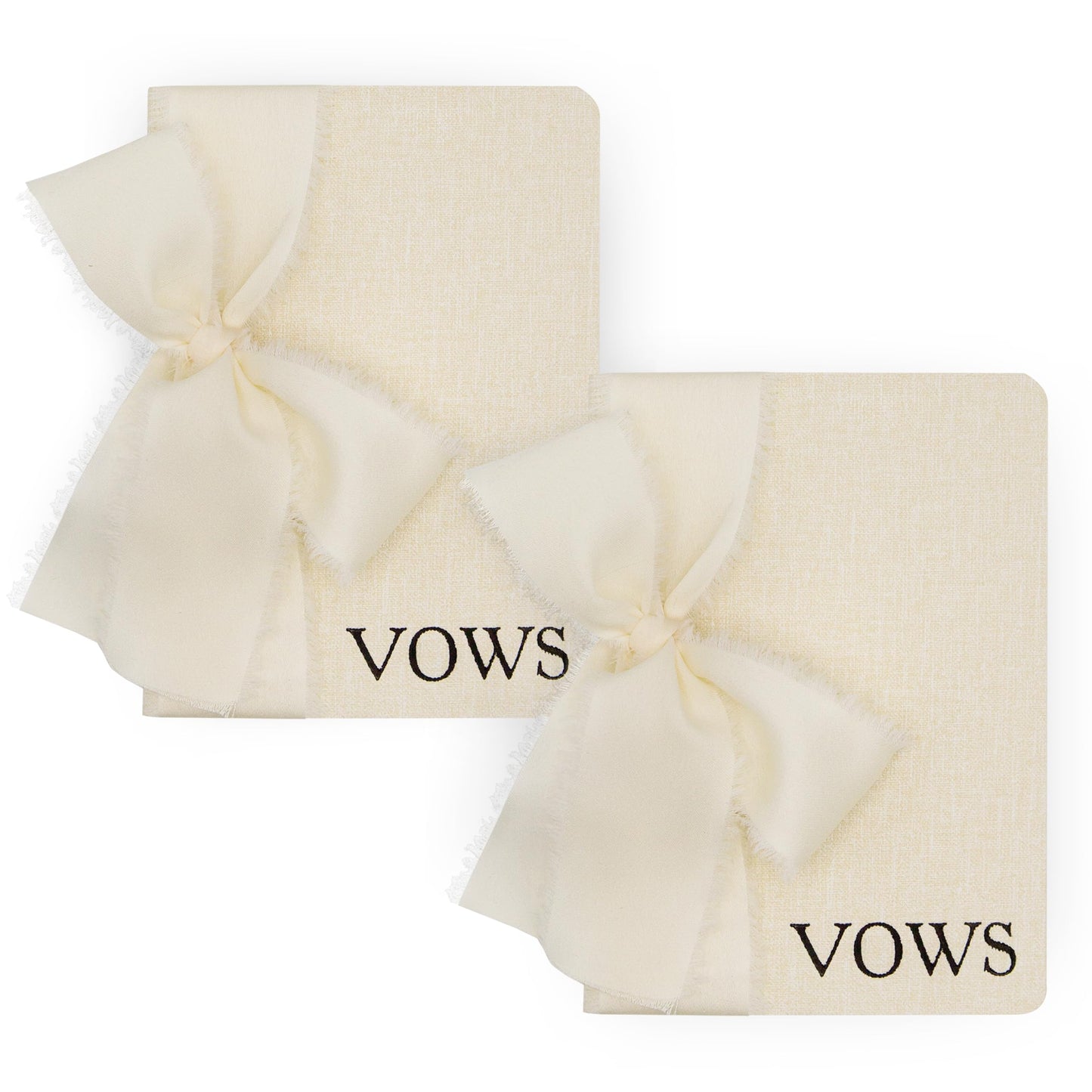 Modern Album Designs Cream Embossed Slim Vow Books w/Ribbon (Set of 2) - 5.625 x 4 Minimalist Pocket Sized Wedding Ceremony Vow Renewal Speech Notebook Journal