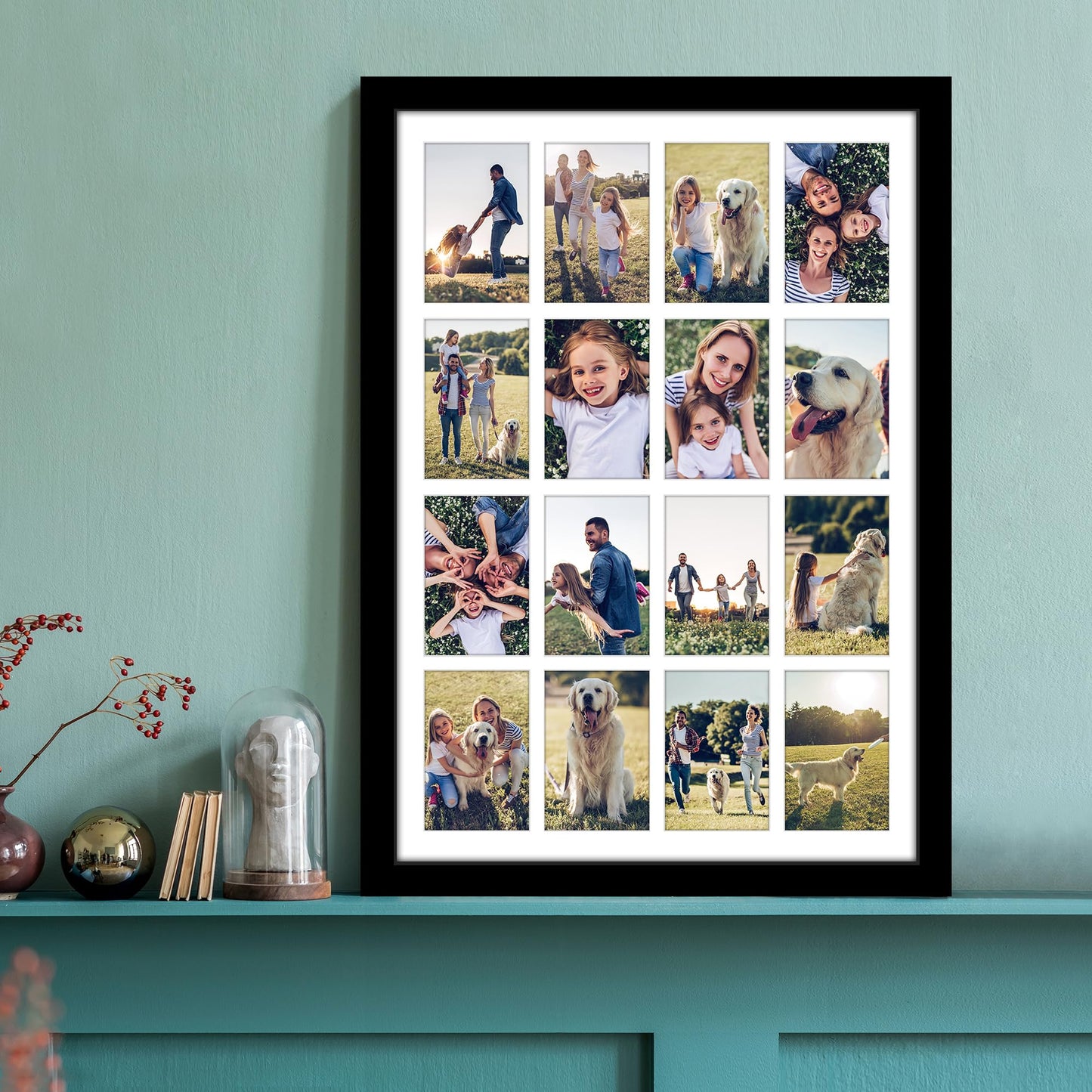 Americanflat 4x6 Collage Picture Frame with Polished Plexiglass - Multi Picture Frames Fit Sixteen 4x6 Photos or Use as One 18x26 Poster Frame for Wall Display - Signature Collection - Black