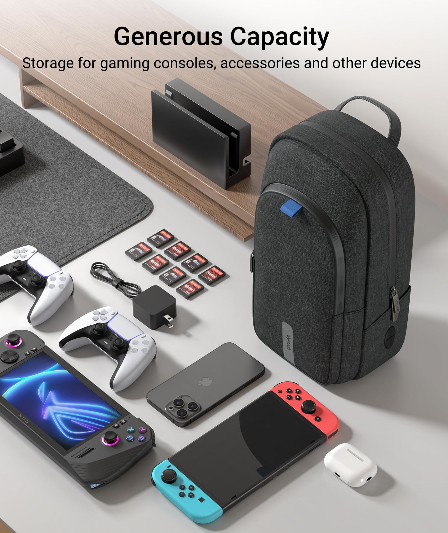 Syntech Carrying Case Compatible with Steam Deck OLED/ROG Ally X/PlayStation Portal, Sling Bag for Nintendo Switch/Legion Go, Portable Travel Bag for Consoles & Accessories with Large Storage Space