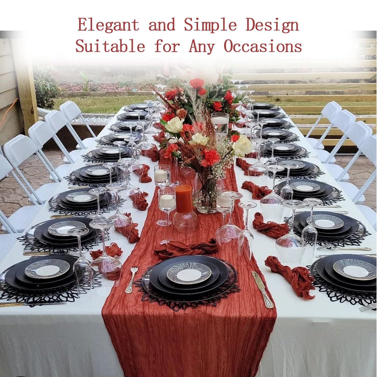 16 Pack Terracotta Cheesecloth Table Runner 20 x 120 inch Gauze Table Runners 10 FT Long,Semi Sheer Cheese Cloth Fabric Table Runner Bulk for Wedding,Party,Baby Shower,Bridal Shower Decoration