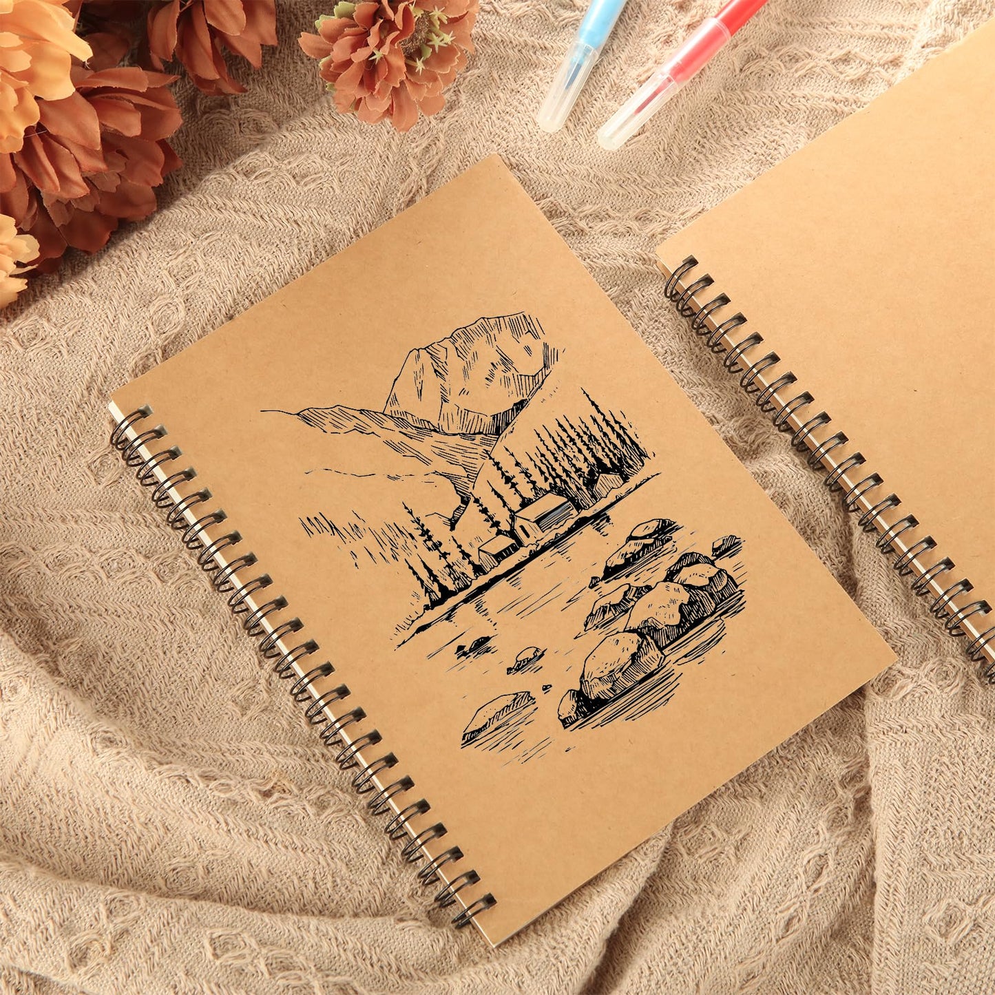 MIVIDE 24 Pack A5 Bulk Spiral Notebooks with Kraft Cover, 8.3 x 5.8 Inch 60 Pages Hardcover Spiral Lined Notebook Journal, Lined Travel Bulk Writing Paper Notebook for School Business Office Supplies