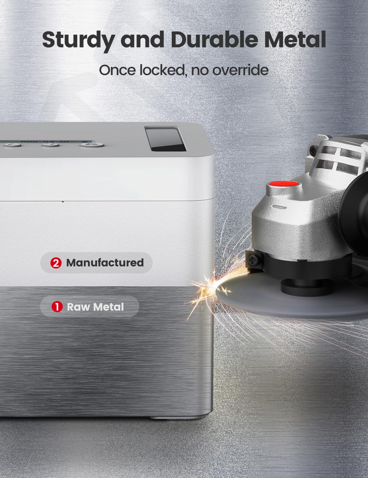 Vaydeer Metal Timed Lock Box, Made of Aluminum Alloy, 365 Days Locking Time, Extendable Time, Audio Alert, Child-Access Control, 2-Way Power Supply, Timed Locker for Phones/Alcohol/Snacks/meds etc.