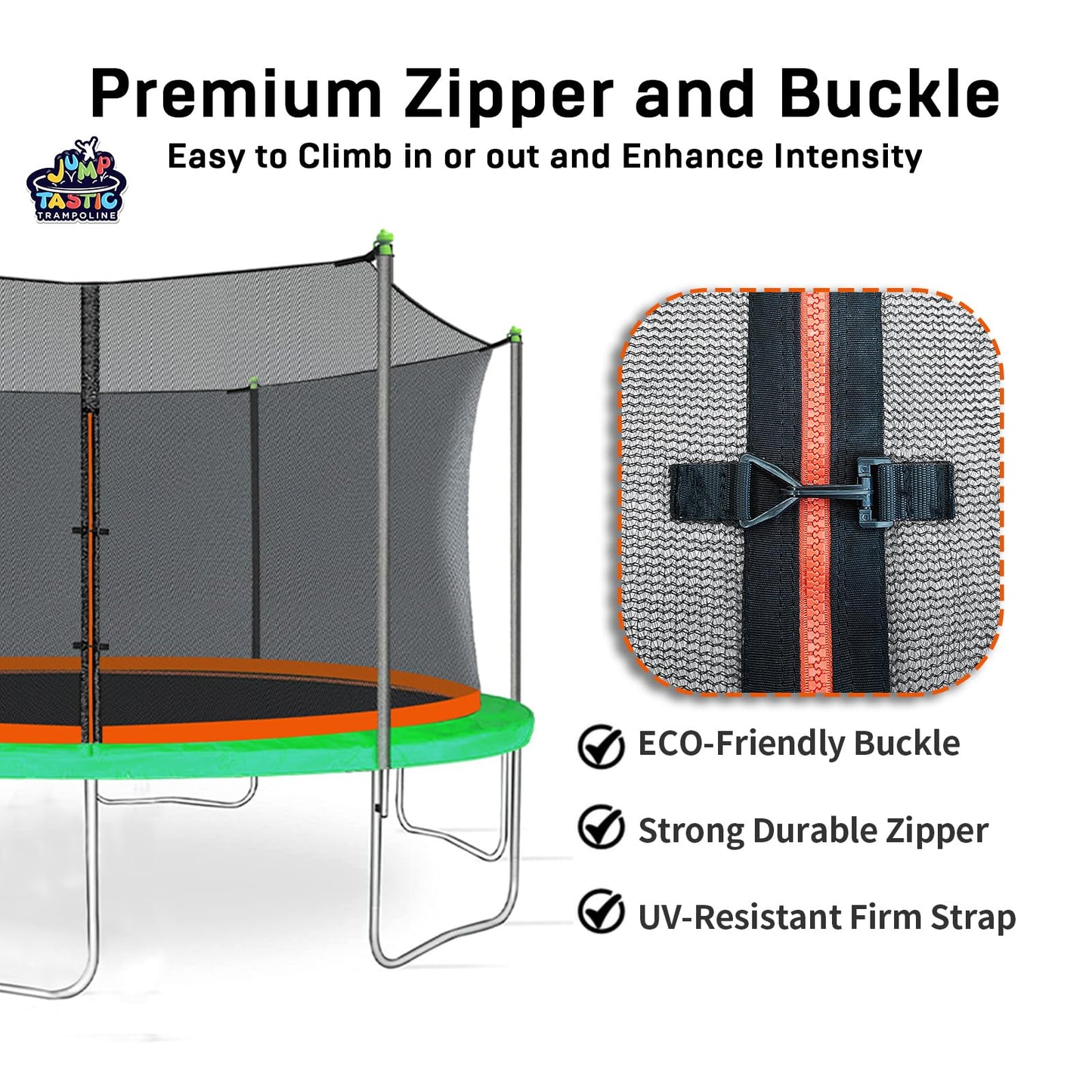14Ft Trampoline Net Replacement with 6 Enclosure Pole Caps, Trampoline Replacement Enclosure Net Round Safty UV-Resistant Weather-Resitant Breathable Durable(Not Include Poles)