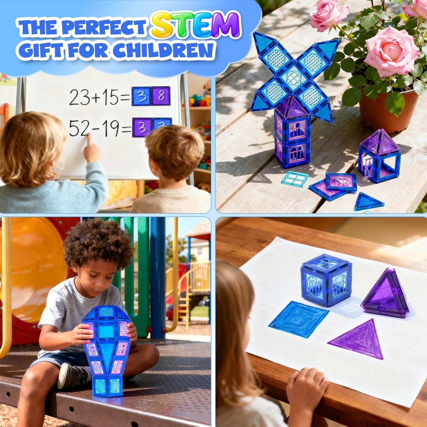 MAGBLOCK Magnetic Tiles Building Blocks Set, 102PCS Stronger Magnets Toddler Toys for Kids 3-8 Year Old Girls & Boys Gifts, Perfect STEM Educational Sensory Toys for Preschool Learning