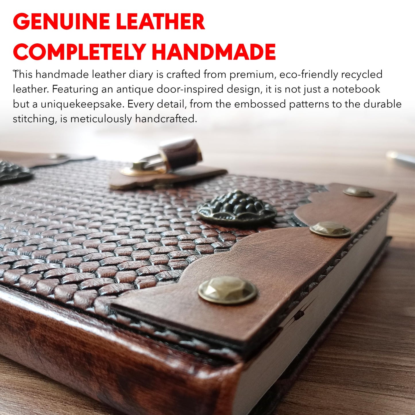 Trend Tick Antique Door Design Lockable Diary with Padlock, Handmade Leather Journal with Lock, Gift for Men Women Lined Paper Diary With Lock, 384 Pages Big size Journal for Writing Diary