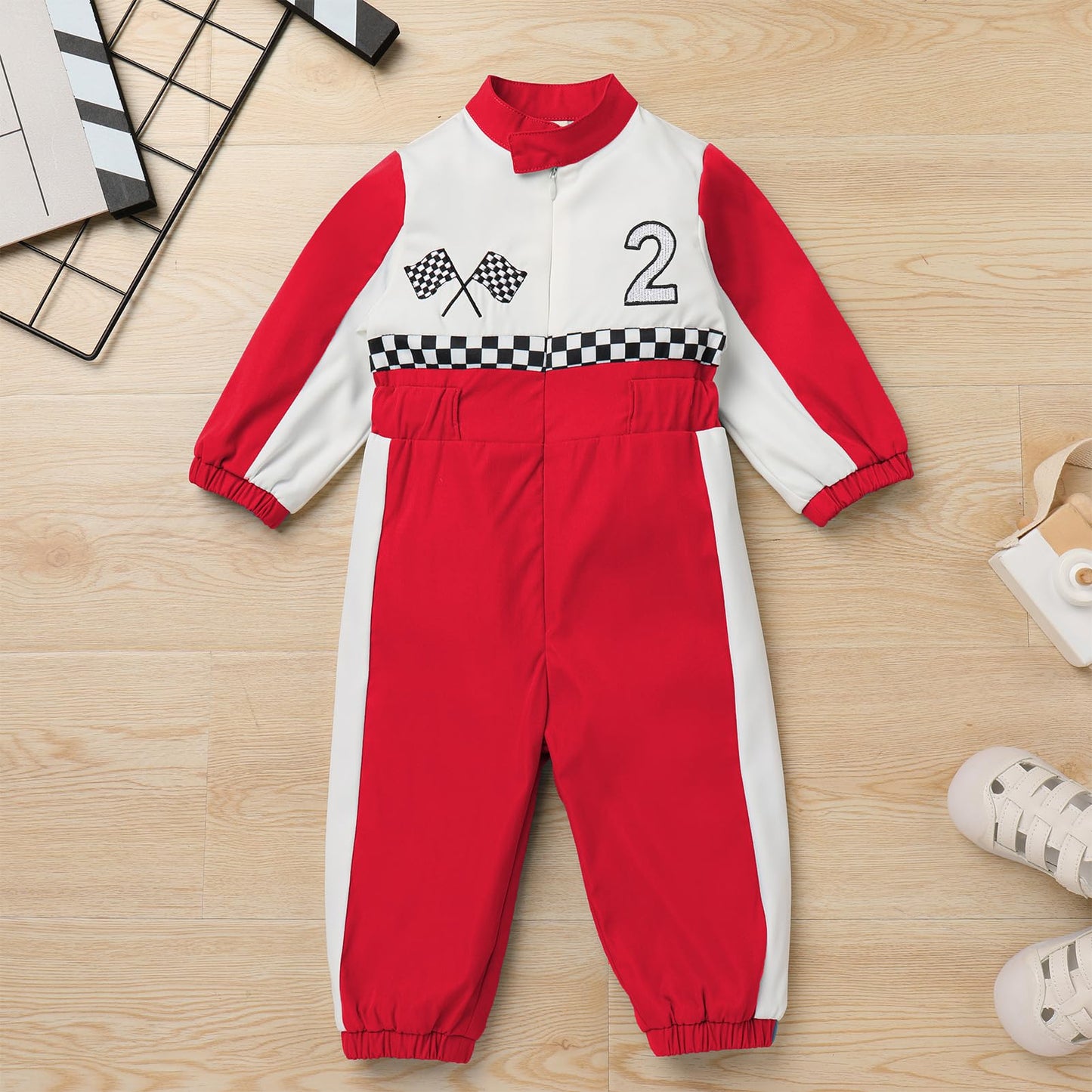 IMEKIS Second Birthday Outfit Boy: Race Car 2nd Birthday Outfit Girl Two Year Old Cake Smash Outfits Toddler Baby Fall Winter Long Sleeve Jumpsuit Construction Party Photoshoot Red 2 18-24 Months