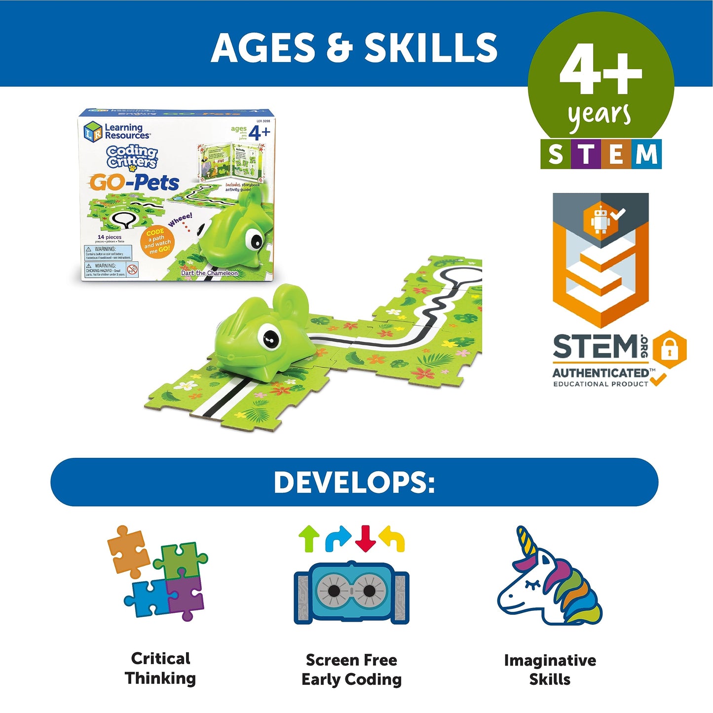 Learning Resources Coding Critters Go Pets Dart The Chameleon, Early Coding Toy, Ages 4+