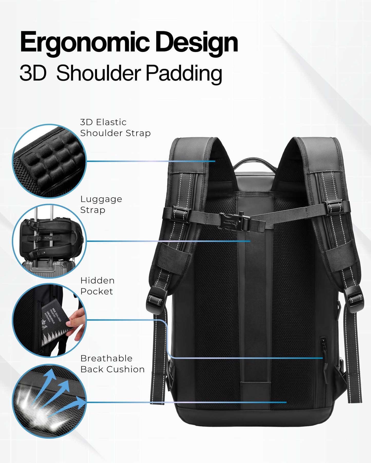 AirVault Voyage Vacuum Seal Travel Backpack 60L with Exapandable Vortex Air Compression Vacuum System Airback SpaceVacPro VacPack Water Resistant TSA Lock with Air Pump Blue