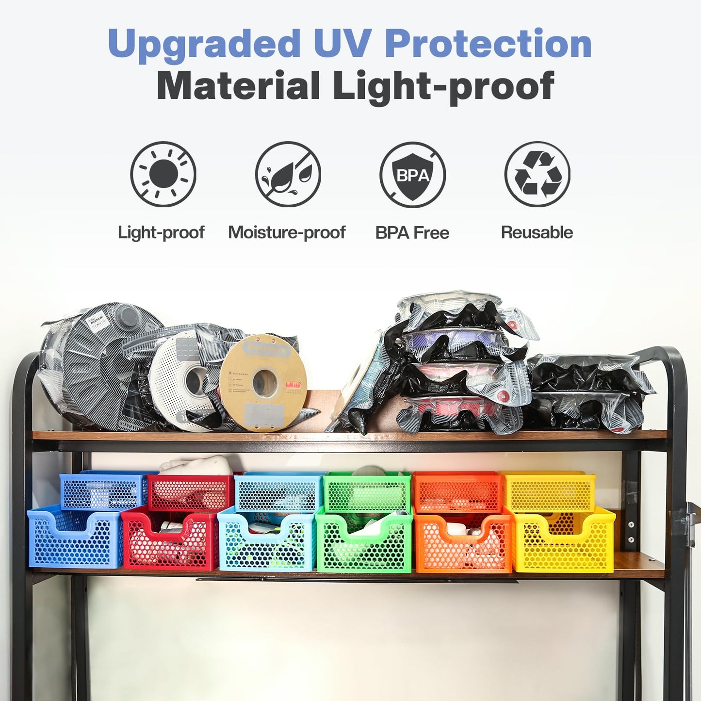 Vacbird 30pcs Filament Storage Bags Light-Proof Vacuum Storage Kit with USB Pump, 3D Printer Filament Vacuum Sealed Bags for Keeping Dry, Plus Size 32X34cm