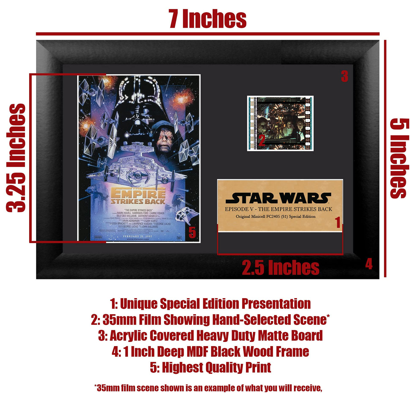 FilmCells Star Wars Episode V - The Empire Strikes Back - Officially Licensed Collectible 7” x 5” MiniCell Desktop Presentation USFC2405