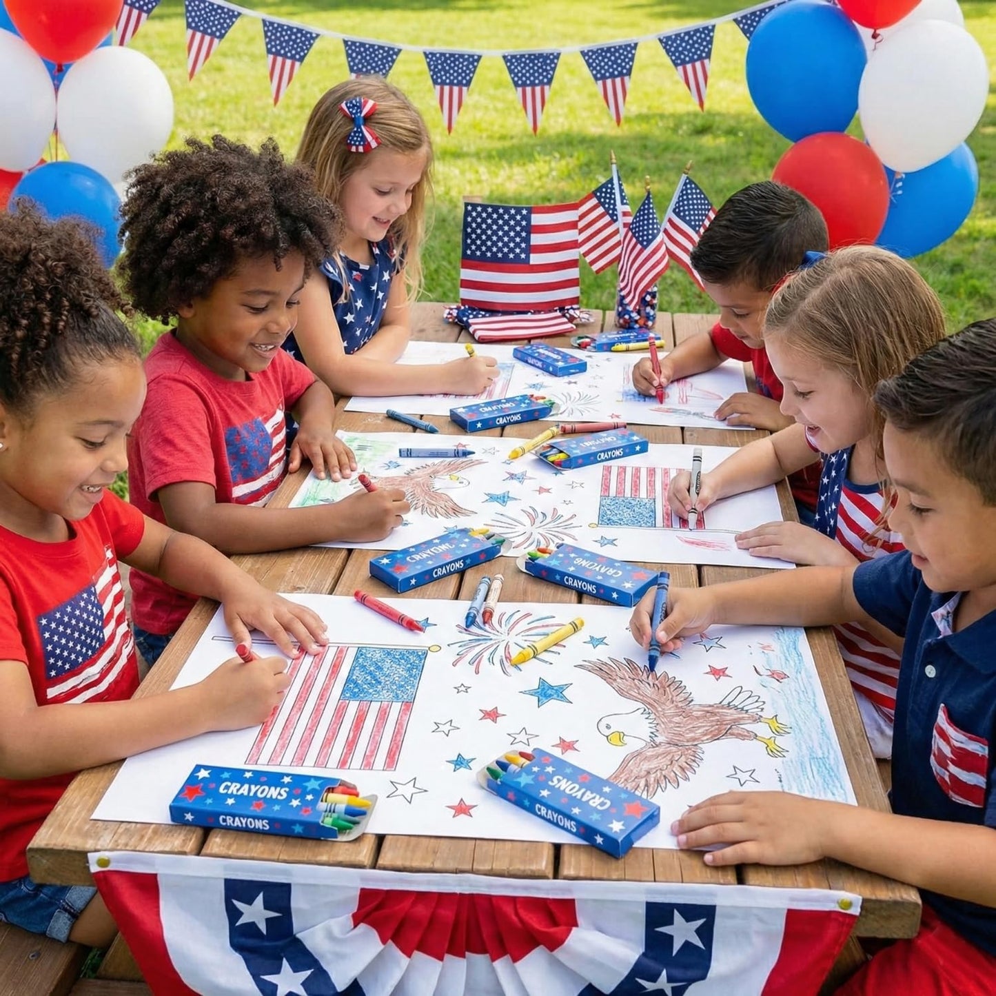 Fun Express 4-Color Patriotic Crayons - 24 Boxes