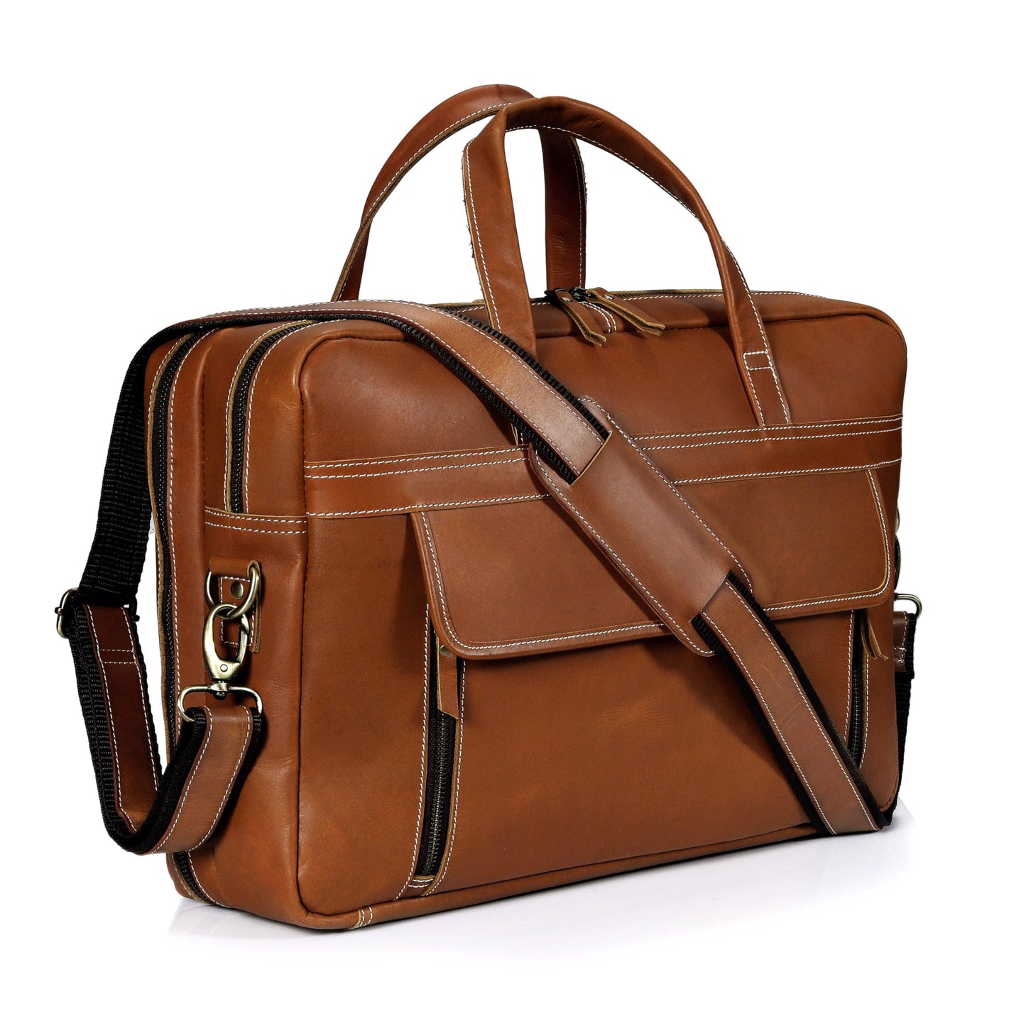 18 Inch Full Grain italian Leather Briefcase for Men, Top Choice Gifts, Handcrafted Laptop Bag (TAN) (18 inch)