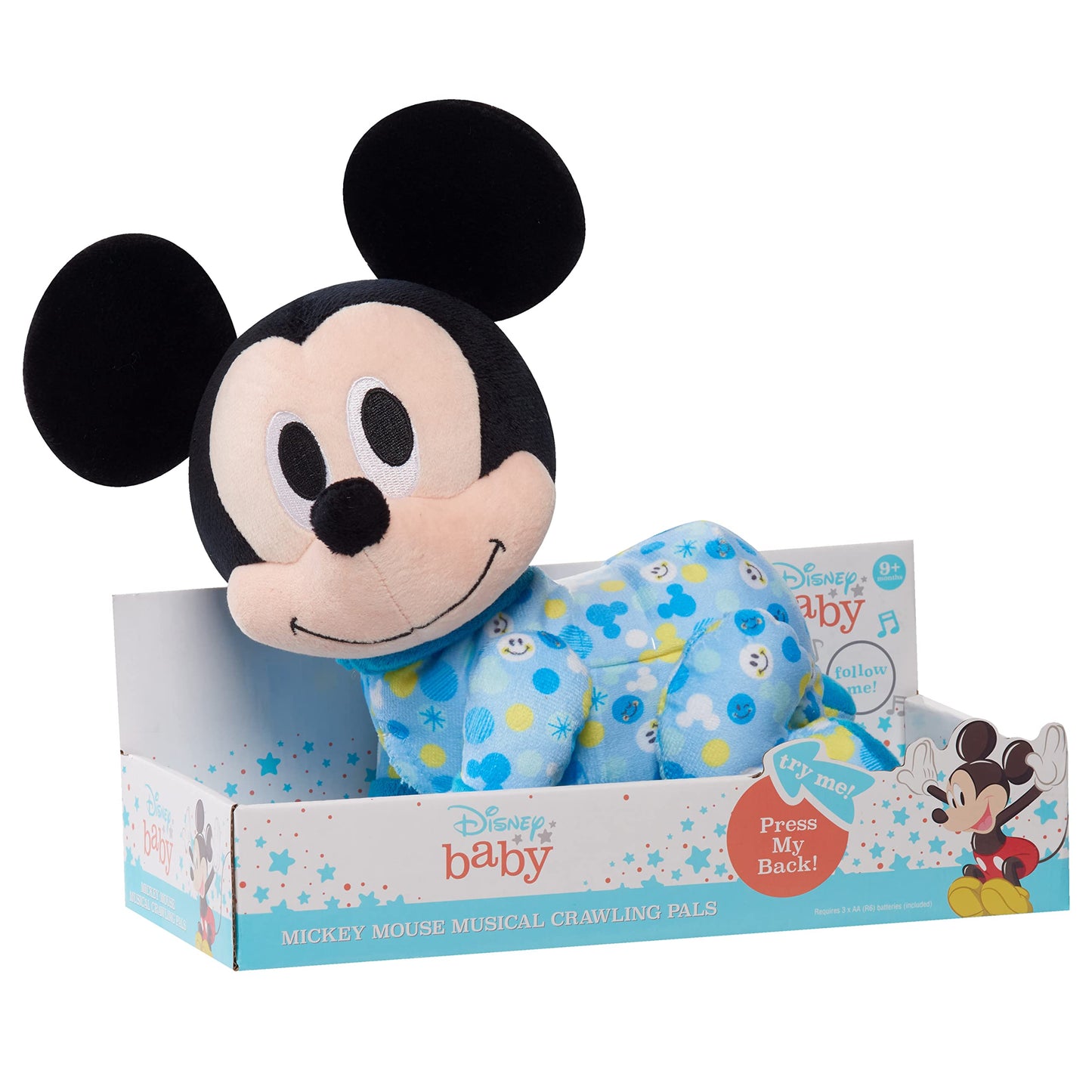 Disney Baby Musical Crawling Pals Plush, Mickey Mouse, Interactive Crawling Plush, Stuffed Animal, Officially Licensed Kids Toys for Ages 09 Month, Gifts and Presents