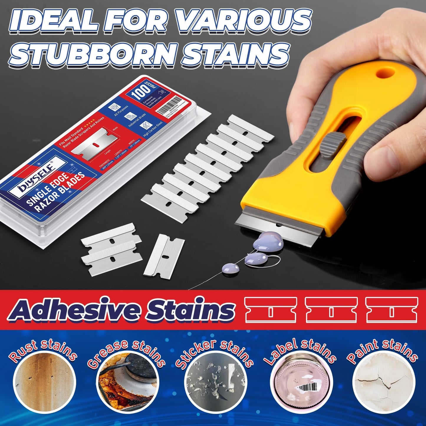 DIYSELF 1000-Piece High Carbon Steel Single Edge Razor Blades