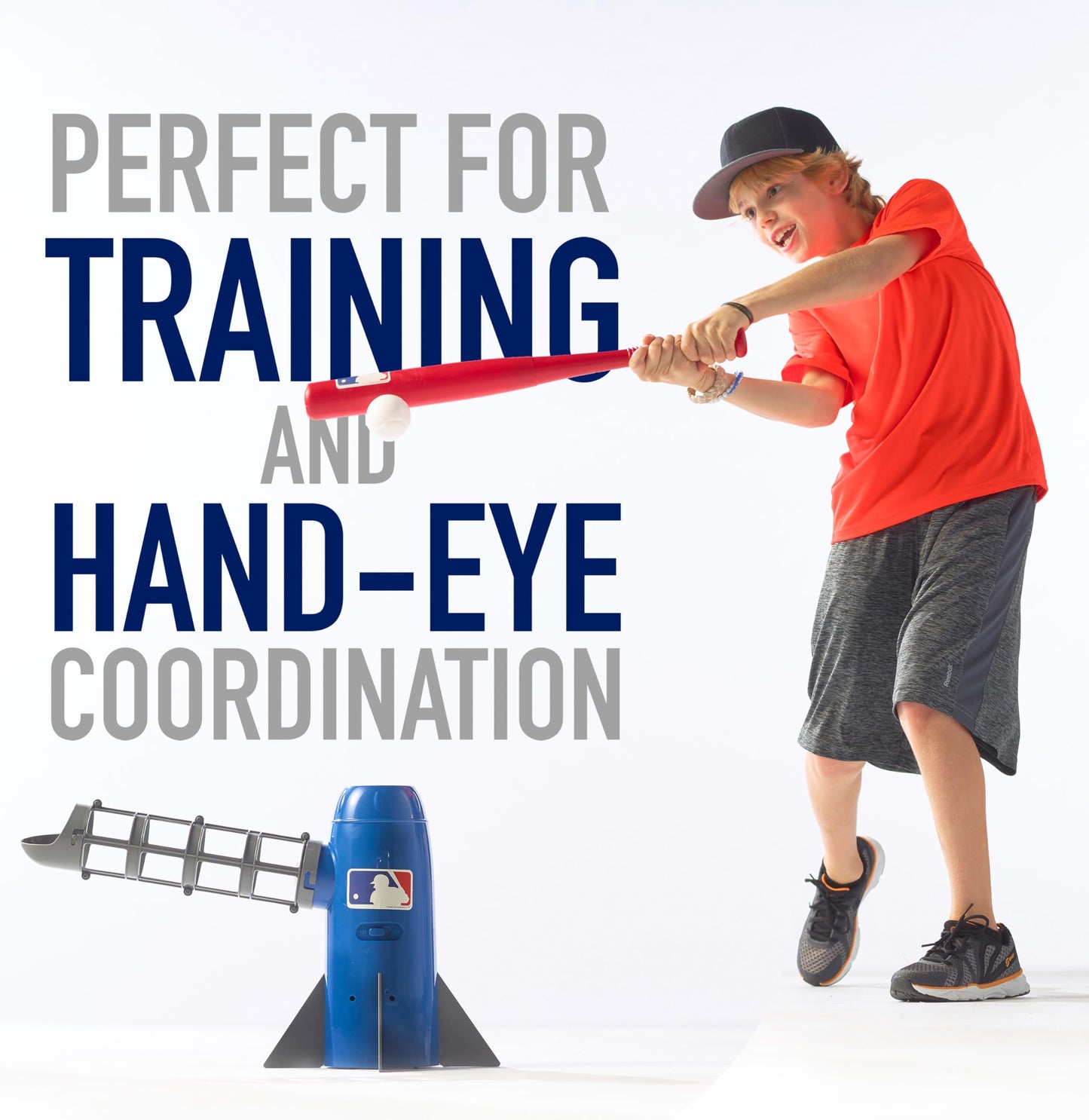 Franklin Sports MLB Kids Teeball Pitching Machine - Pop Rocket - Youth Teeball and Baseball Practice - Includes 5 Plastic Baseballs & Baseball Bat