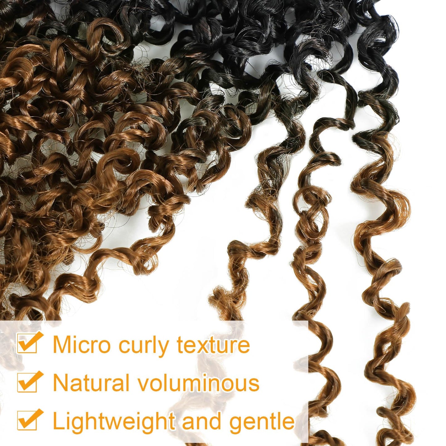 Aksice 10 Inch Yanky Twist Crochet Hair Pre-looped 8 Packs Ombre Brown Spring Twists Hair Senegalese Twist Crochet Hair with Curly Ends Synthetic Crochet Braids (1B/30#)