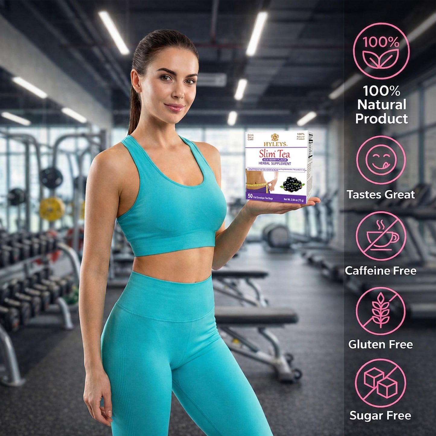 Hyleys Slim Tea Acai Berry 50 Ct - Weight Loss Herbal Supplement Cleanse and Detox - 50 Tea Bags (6 Pack)