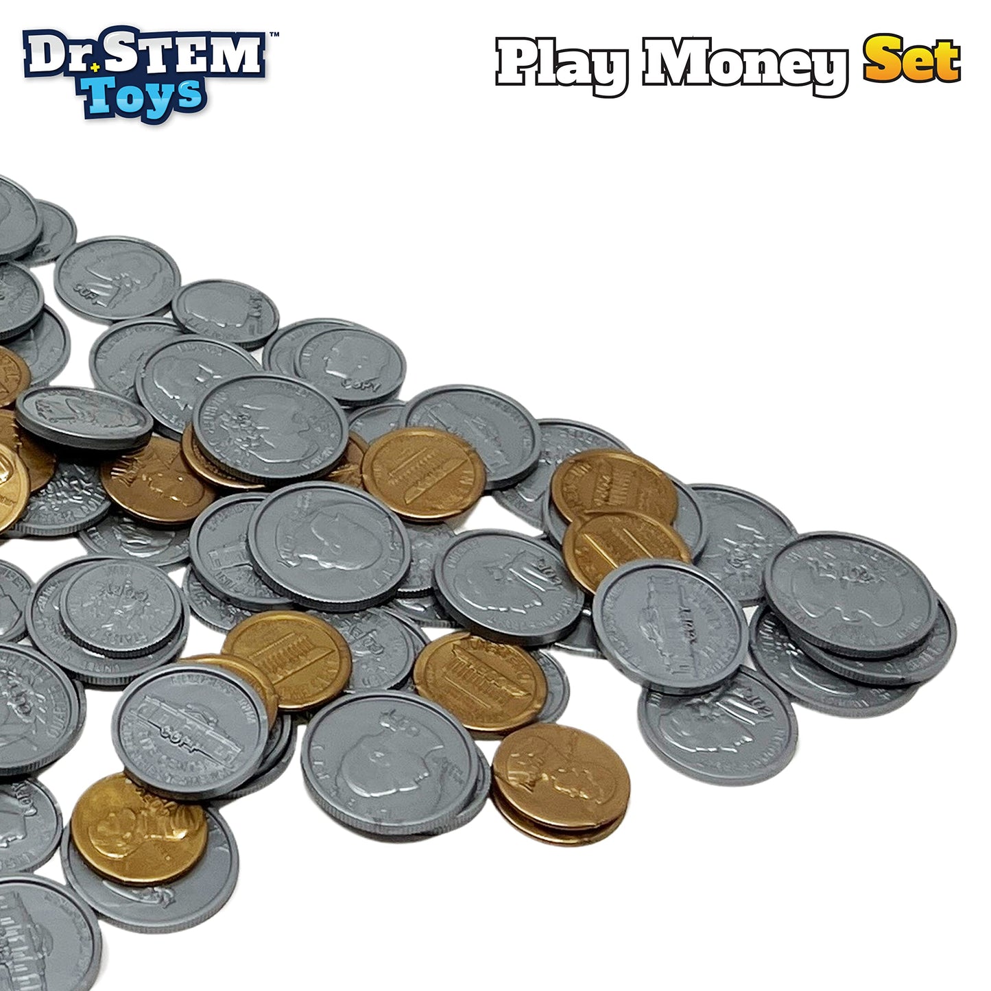 Dr. STEM Toys - Kids Money Set - Durable boxed set provides 400 pieces of realistic fake money bills and fake coins for pretend play, help kids to