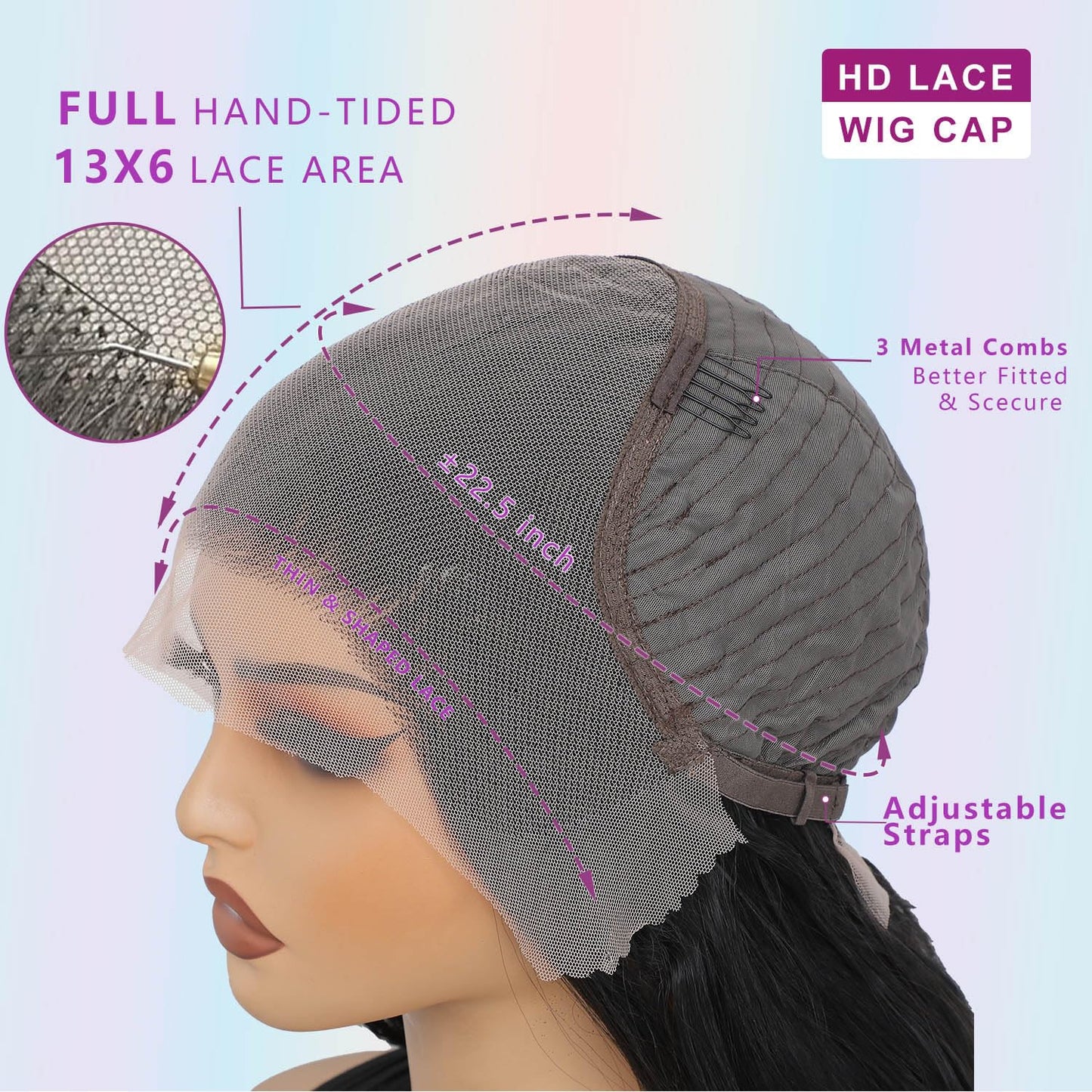 Amarlis 13x6 Synthetic Lace Front Wig - Glueless Ready to Wear Hd Lace Body Wave Black Wigs for Black Women, Pre-Plucked Baby Hair Heat-Resistant 26In Natural Black Wig for Daily Party