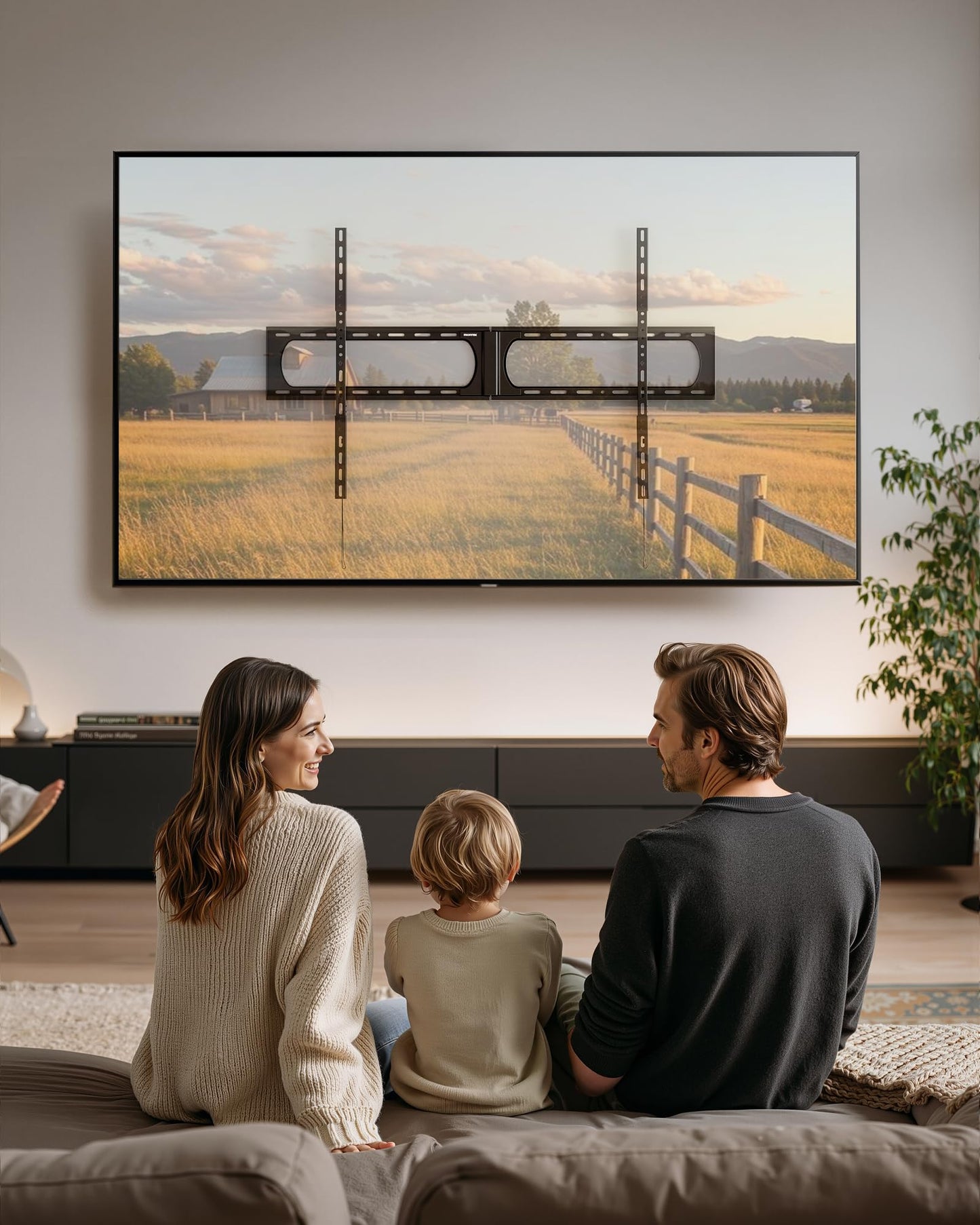 monTEK Heavy Duty XXL Fixed TV Wall Mount for 37–140" Flat & Curved TVs up to 300 lbs, 4× Load Tested, 1.25" Ultra Slim Low Profile Bracket, Fits 16"/18"/24" Wood Studs,VESA 1200×800mm
