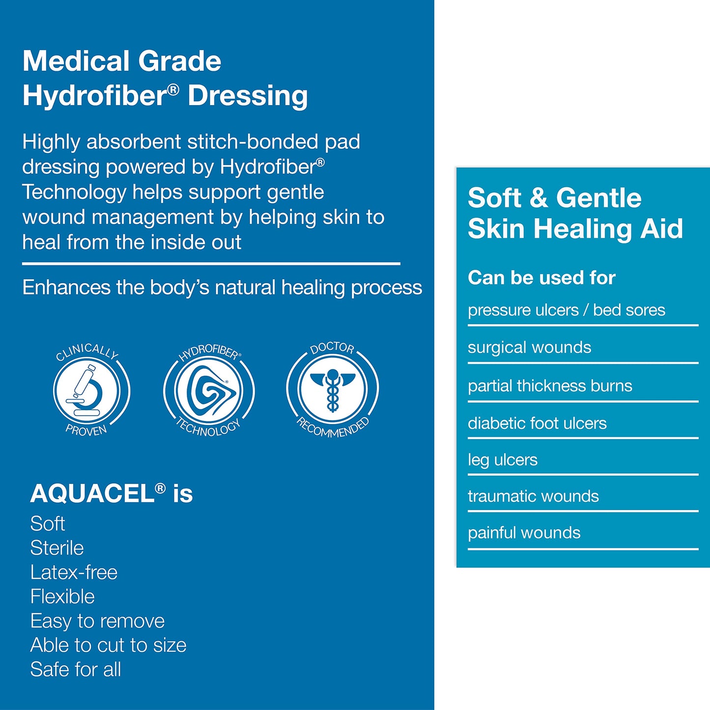 ConvaTec AQUACEL Extra 6"x6" Hydrofiber Absorbant Dressing for Moderate to Highly Exuding Wounds, Non-Woven Two-Dimensional Strengthening Fibers, Square, 5ct Box