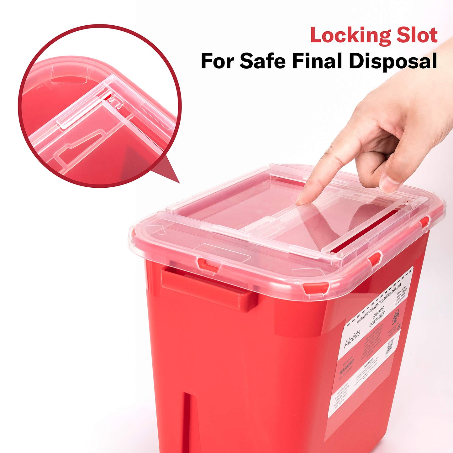 Alcedo Sharps Container for Home Use 2 Gallon (5-Pack), Biohazard Needle and Syringe Disposal, Professional Medical Grade