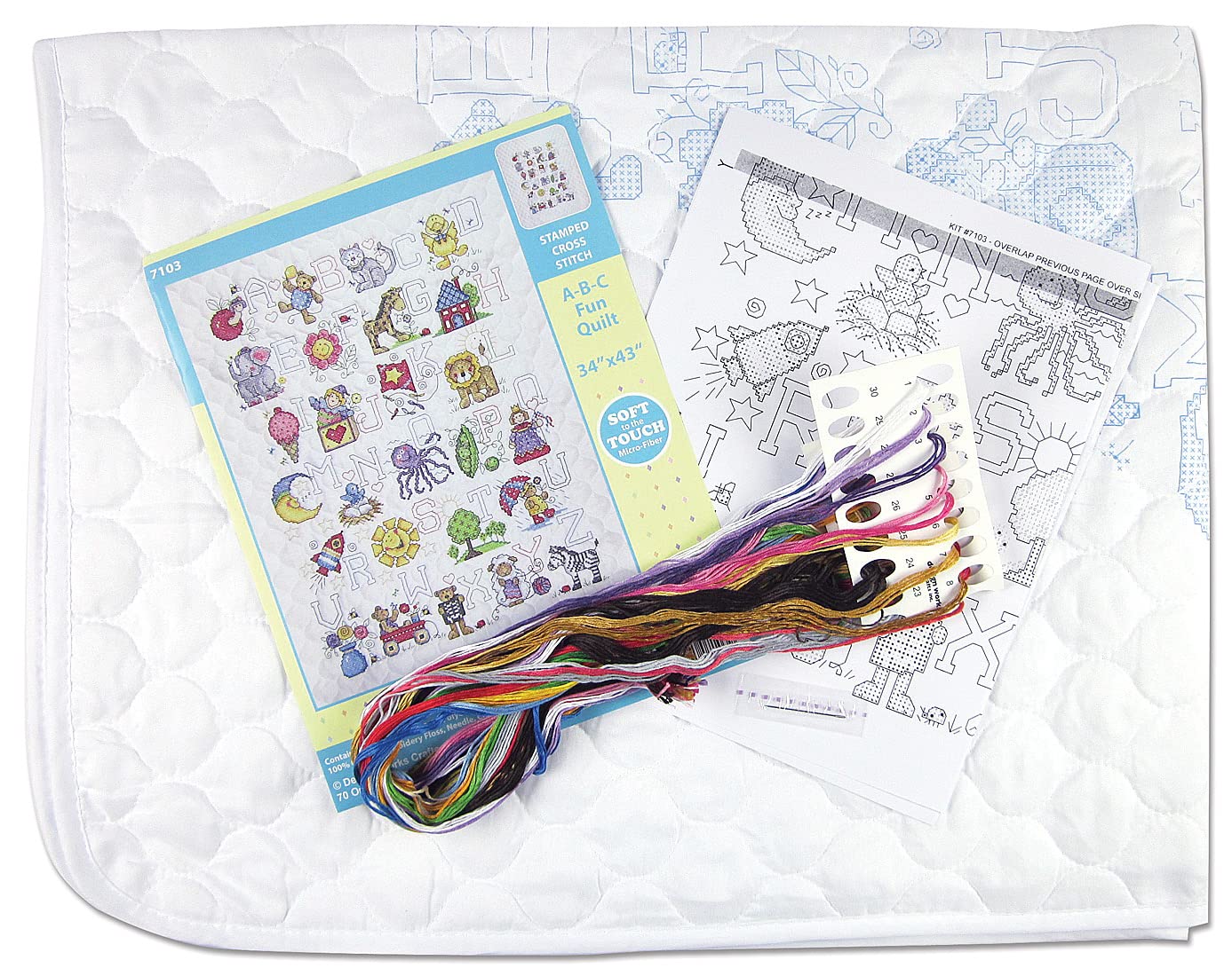 Design Works Crafts Janlynn Stamped for Cross Stitch Baby Quilt Kit, ABC Fun