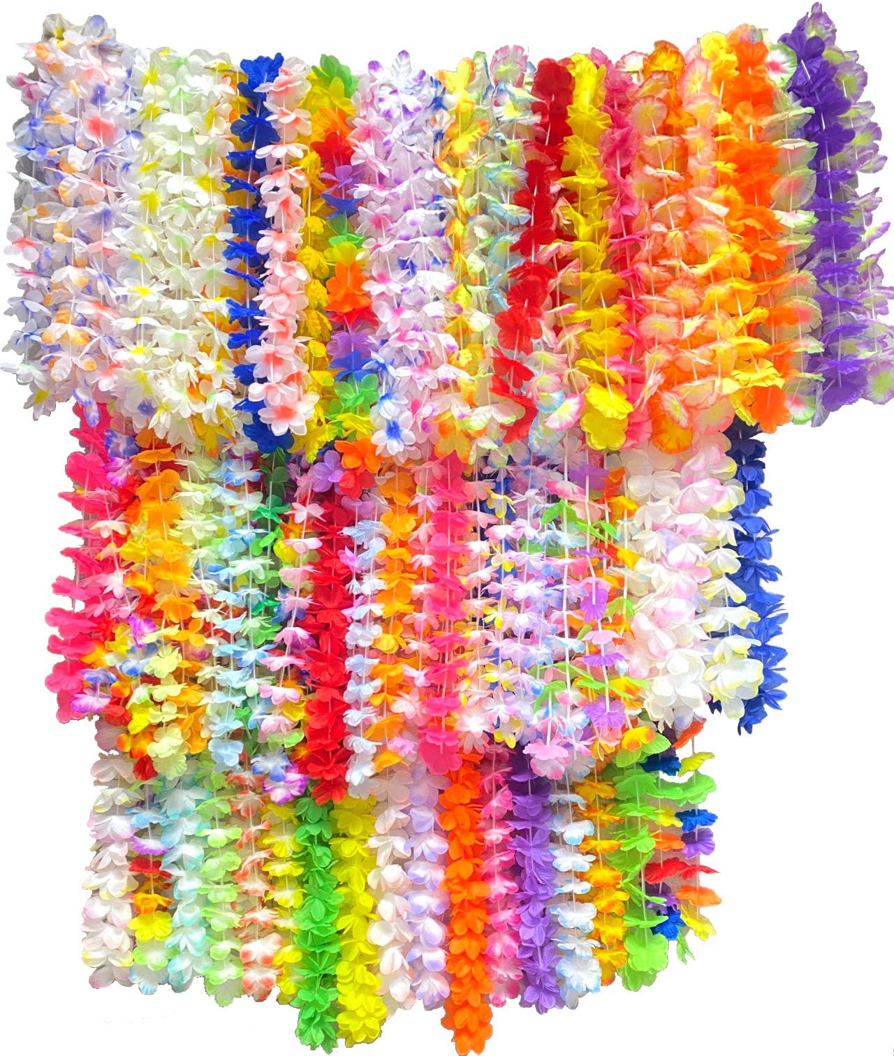 200pcs Hawaiian Leis for Beach Party Decors , Luau Birthday Party Decorations, Hawaiian Necklace Silk Flower leis for Luau Beach Birthday Party Decorations and Party Supplies