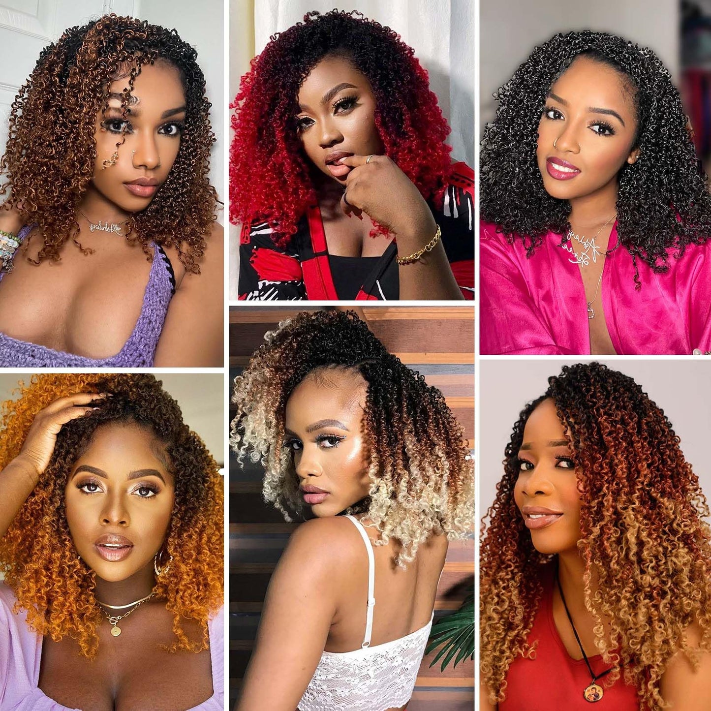 Aksice 10 Inch Yanky Twist Crochet Hair Pre-looped 8 Packs Ombre Brown Spring Twists Hair Senegalese Twist Crochet Hair with Curly Ends Synthetic Crochet Braids (1B/30#)