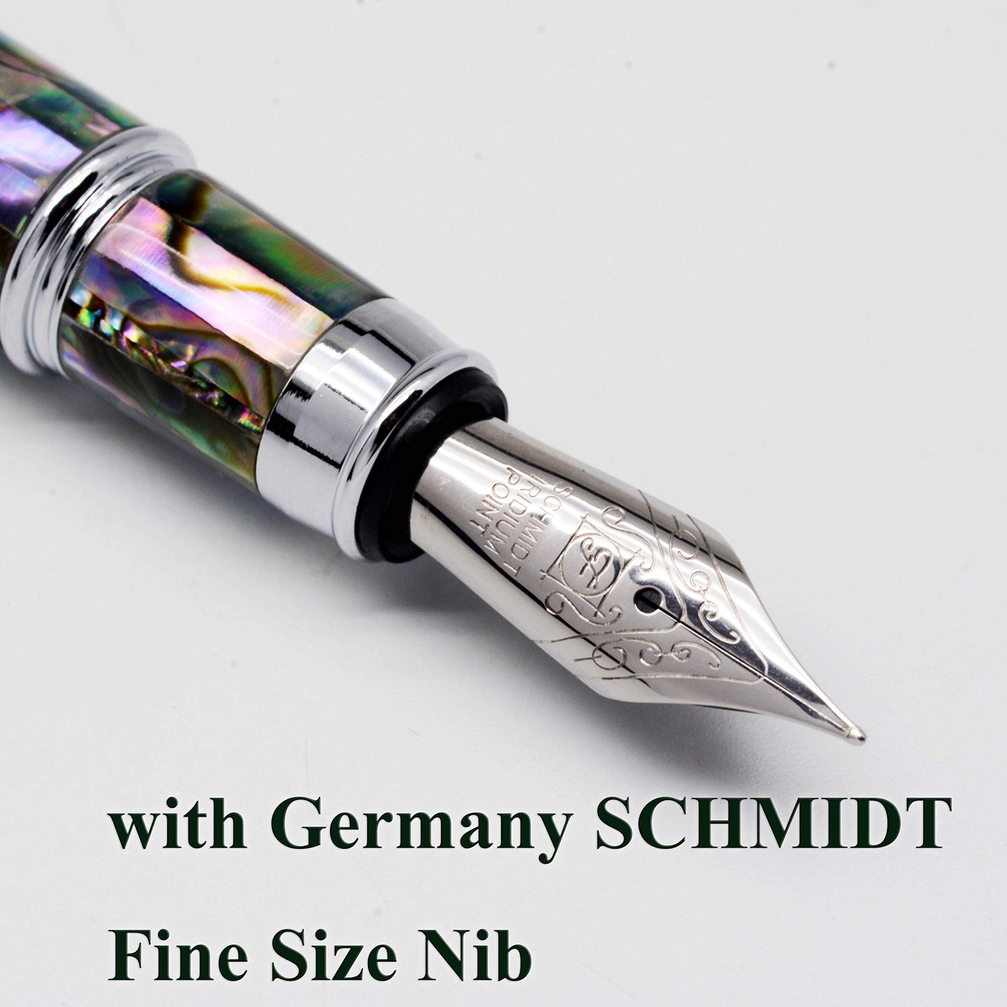 LACHIEVA LUX Abalone Shell Fountain Pen with German-Made Fine Nib – Smooth Ink Flow, Refillable Ink Converter, Handcrafted Luxury Pen for Calligraphy & Gift Set