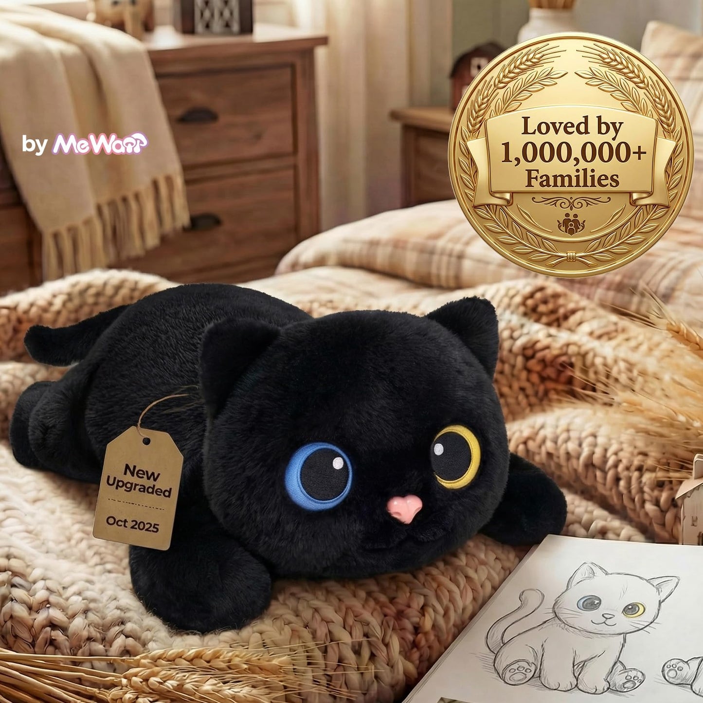 Mewaii Weighted Stuffed Animals with Microwavable Heating Pad - 5 lbs Adjustable, Heatable & Coolable Cat Plush for Realistic Hug, Removable Inner Pad, Perfect Plush Gift for Kids, Adults (23 Inch)