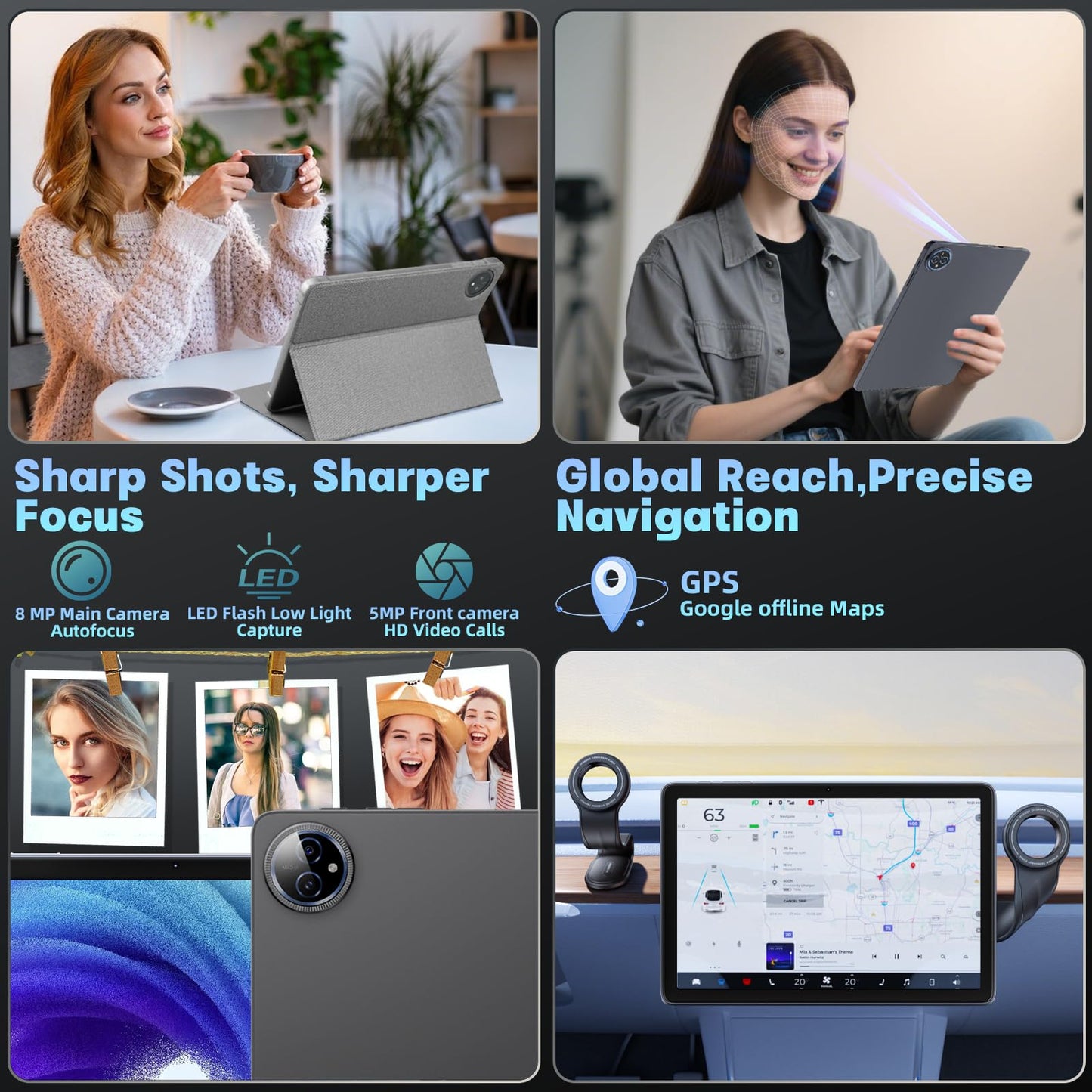 Android 15 Tablet 10 inch,24GB RAM 128 ROM,Tablets with Keyboard Case Mouse Stylus,1TB Expandable,Octa-Core 6000mAh 1280x800 IPS HD,5G WiFi,T615 CPU,High Performance,Processor,Dual Camera(Gray)