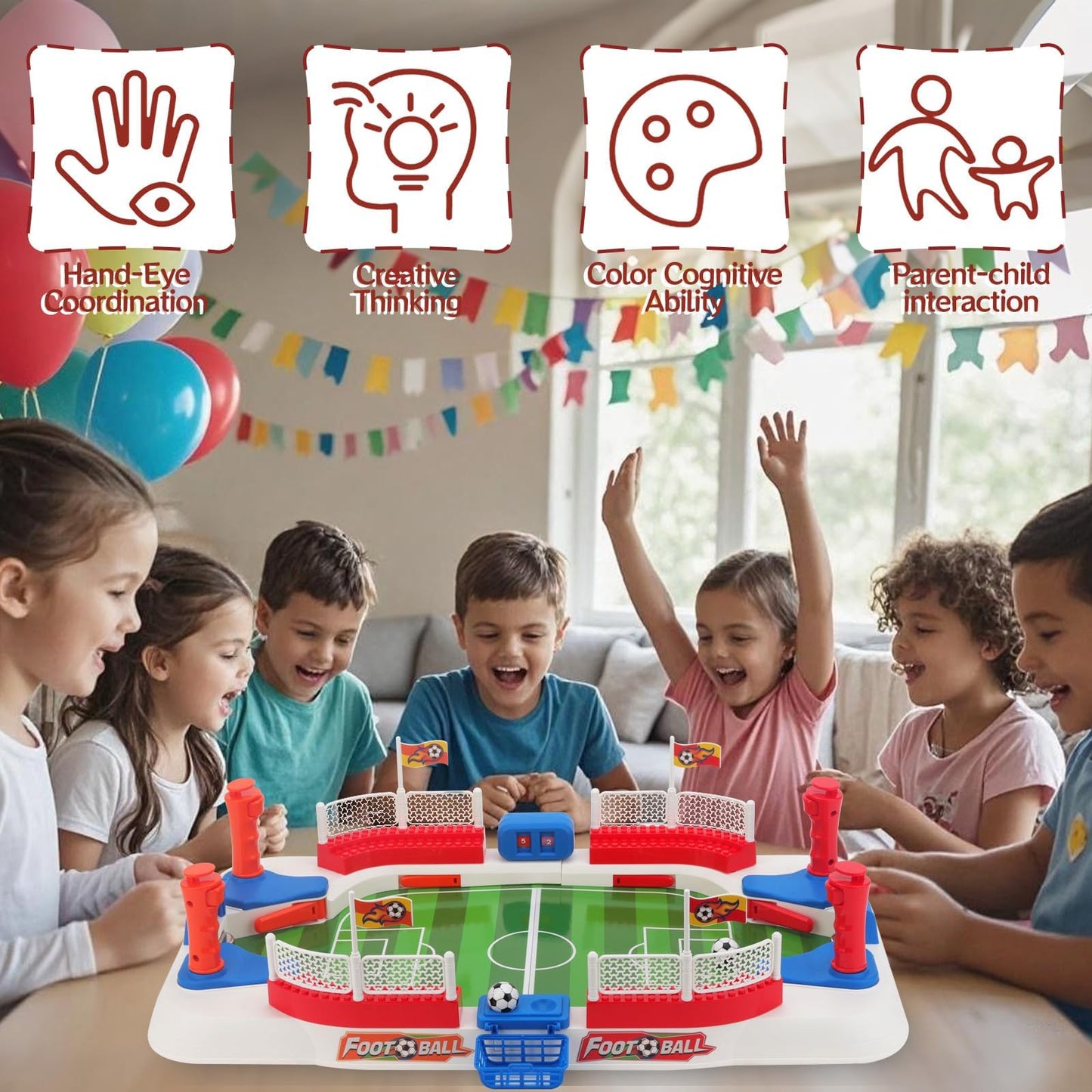 ZYYBQW - Mini Foosball Table, Soccer Board Game for Kids 3 4 5 6 7 8-12 Years Old Birthday Gifts Pinball Machine for Soccer Games Family Party Decoration for