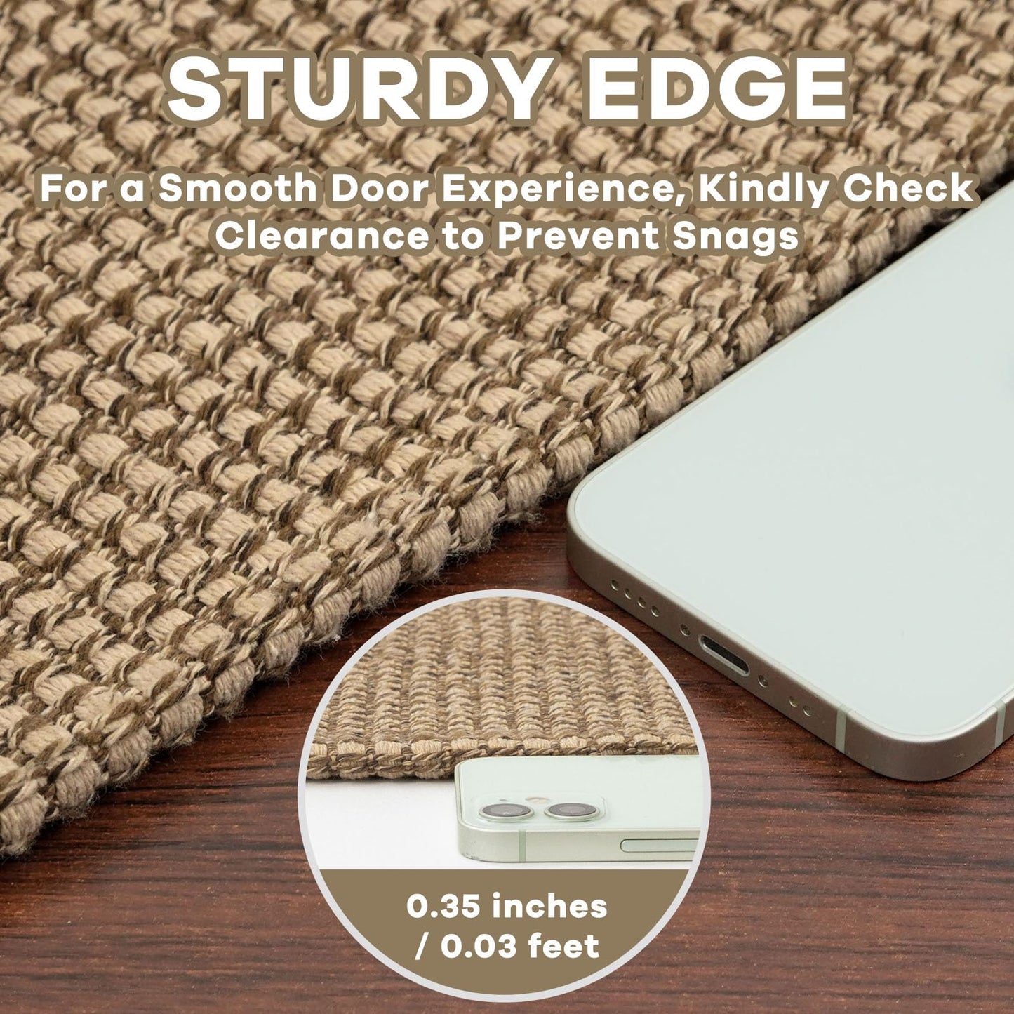 EARTHALL Woven Area Rug 3x5 Ft Washable Rugs for Entryway Braided Non Slip Rubber Backed Throw Rugs Door Mat Indoor Outdoor Entrance Cotton Carpet for Kitchen Foyer Front Door, Orange/Tan/Brown