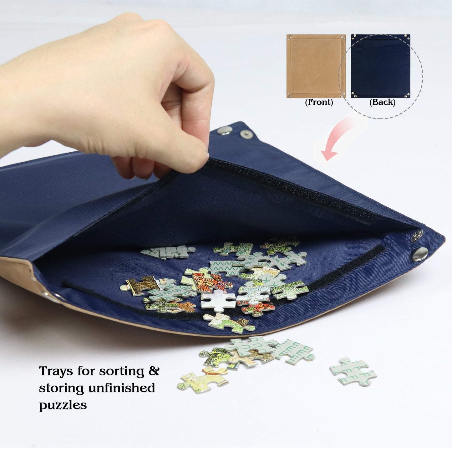 Lavievert 1500 Piece Jigsaw Puzzle Board with Padded Cover, Portable Case with 6 Sorting Trays & Detachable Board, Puzzle Caddy Storage Saver with Non-Slip Surface for Adults and Kids
