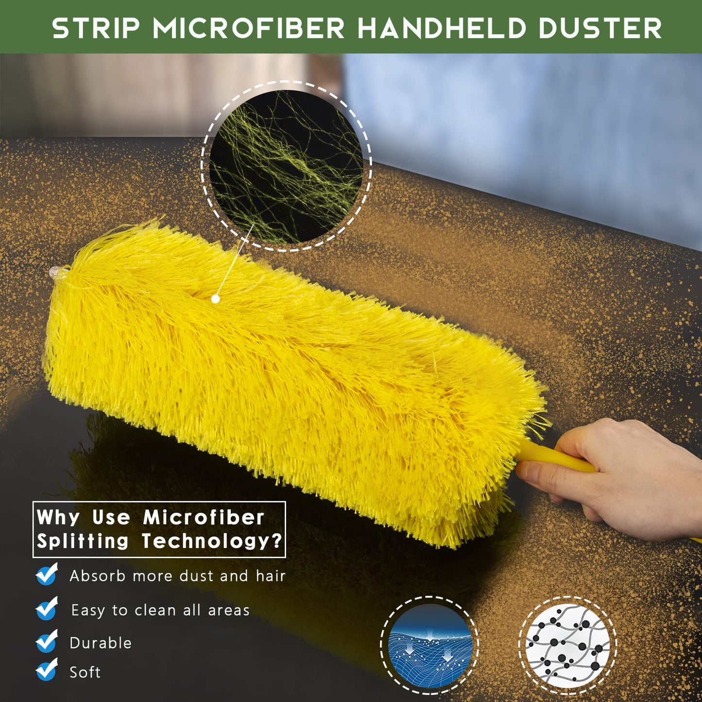 17 Foot High Reach Duster Kit with 2-to-9 Foot Extension Pole, Newliton 3-in-1 High Ceiling Chenille Duster, Microfiber Duster, Cobweb Duster, Indoor & Outdoor Extendable Bendable Duster Cleaning Set