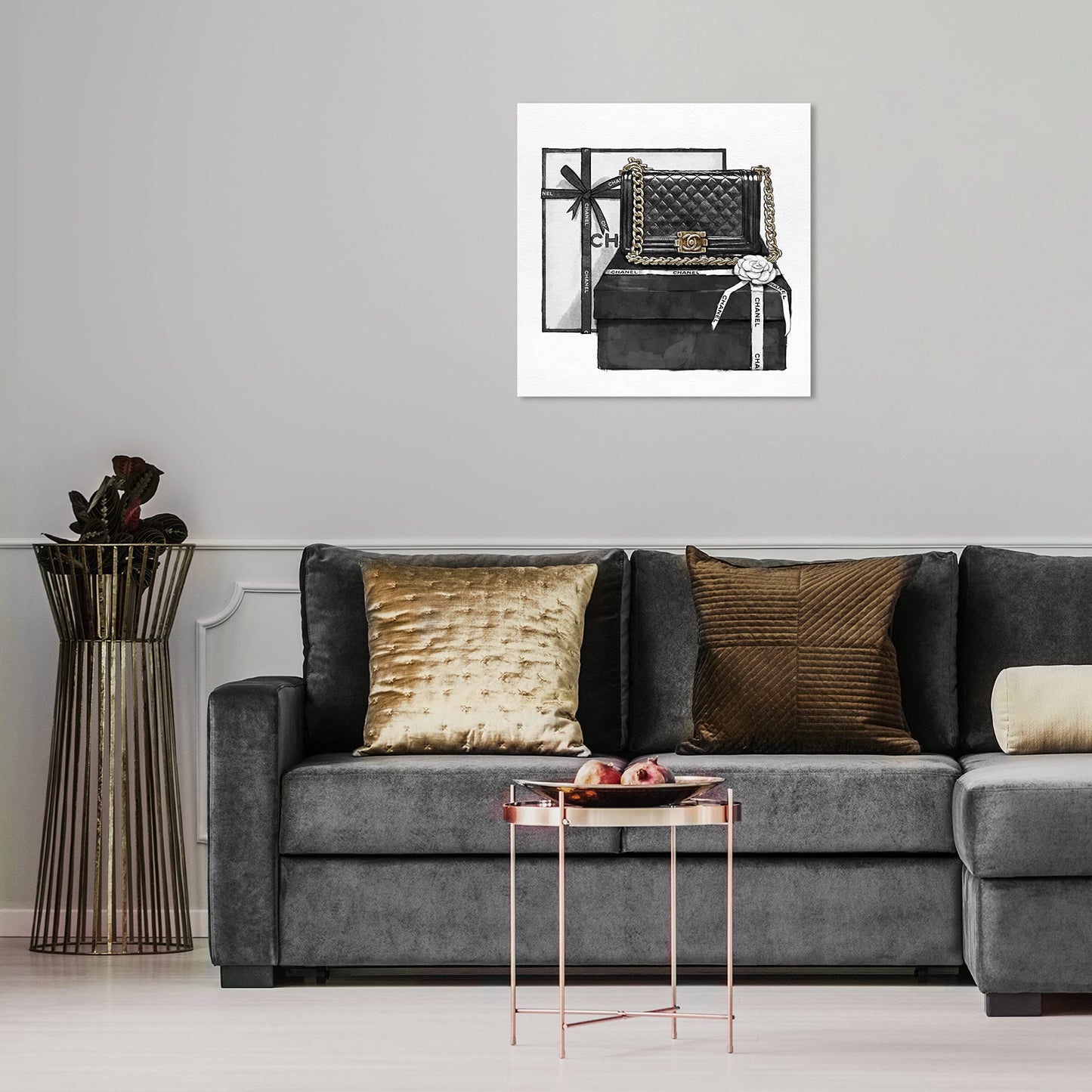 The Oliver Gal Artist Co. Oliver Gal 'Gifted Beauty' Black Fashion Wall Art Print Premium Canvas 16" x 16"