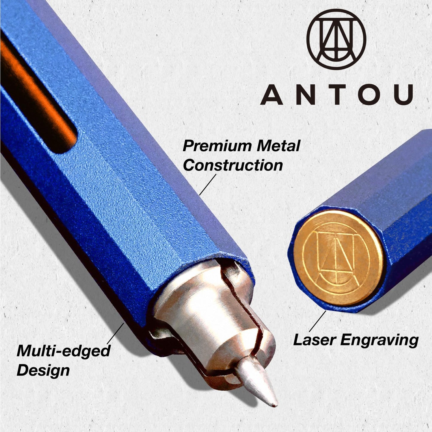 ANTOU Pen C Mini, Durable Aluminum Alloy EDC Pen, with 100+ Replacement Refills - Ballpoint, Rollerball, Gel. Auto-Adjusting Refillable Pen, Best Writing and Sketching Gift for Men and Women_Silver